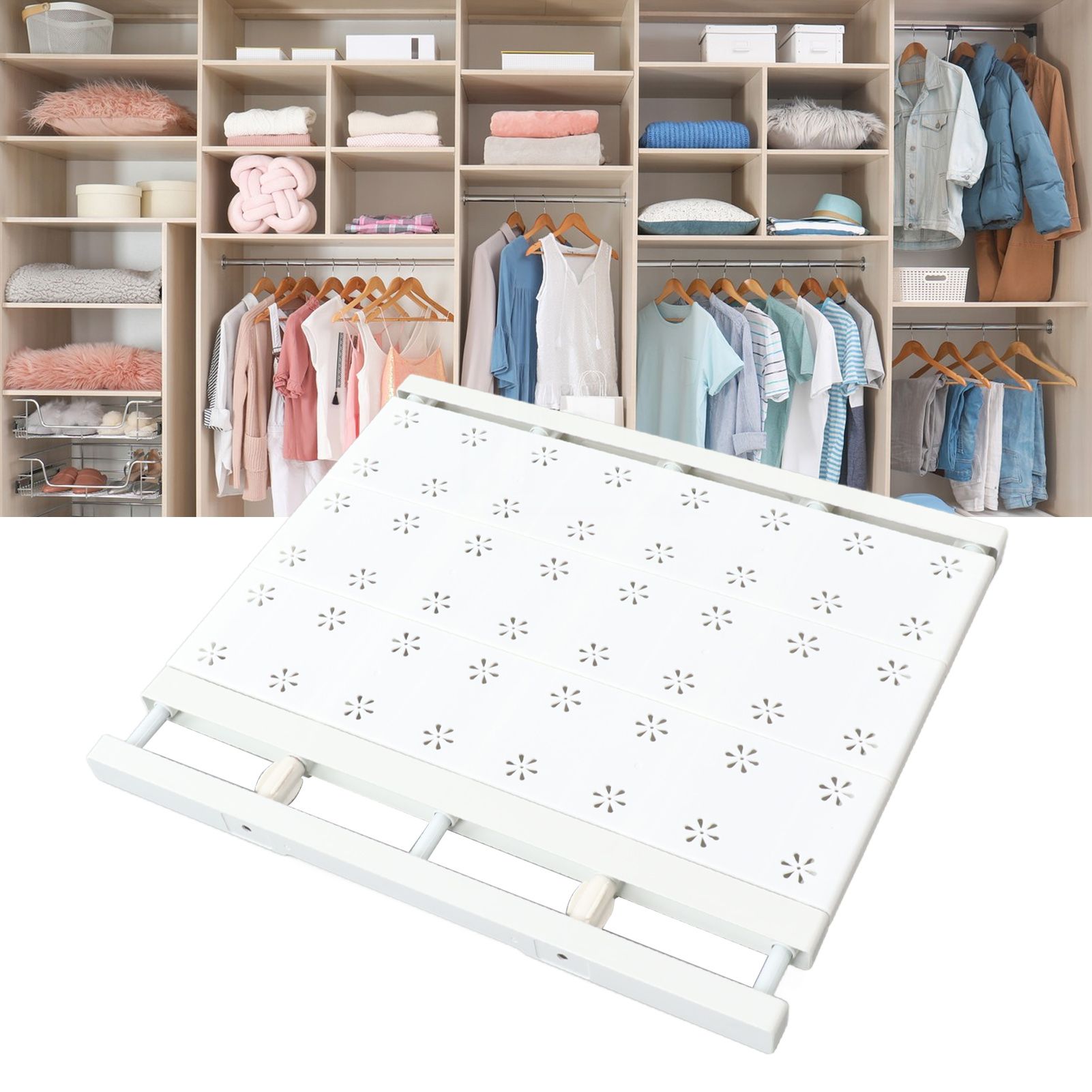 Expandable Closet Shelf Space Saving Punch Free Strong Bearing Capacity view 12