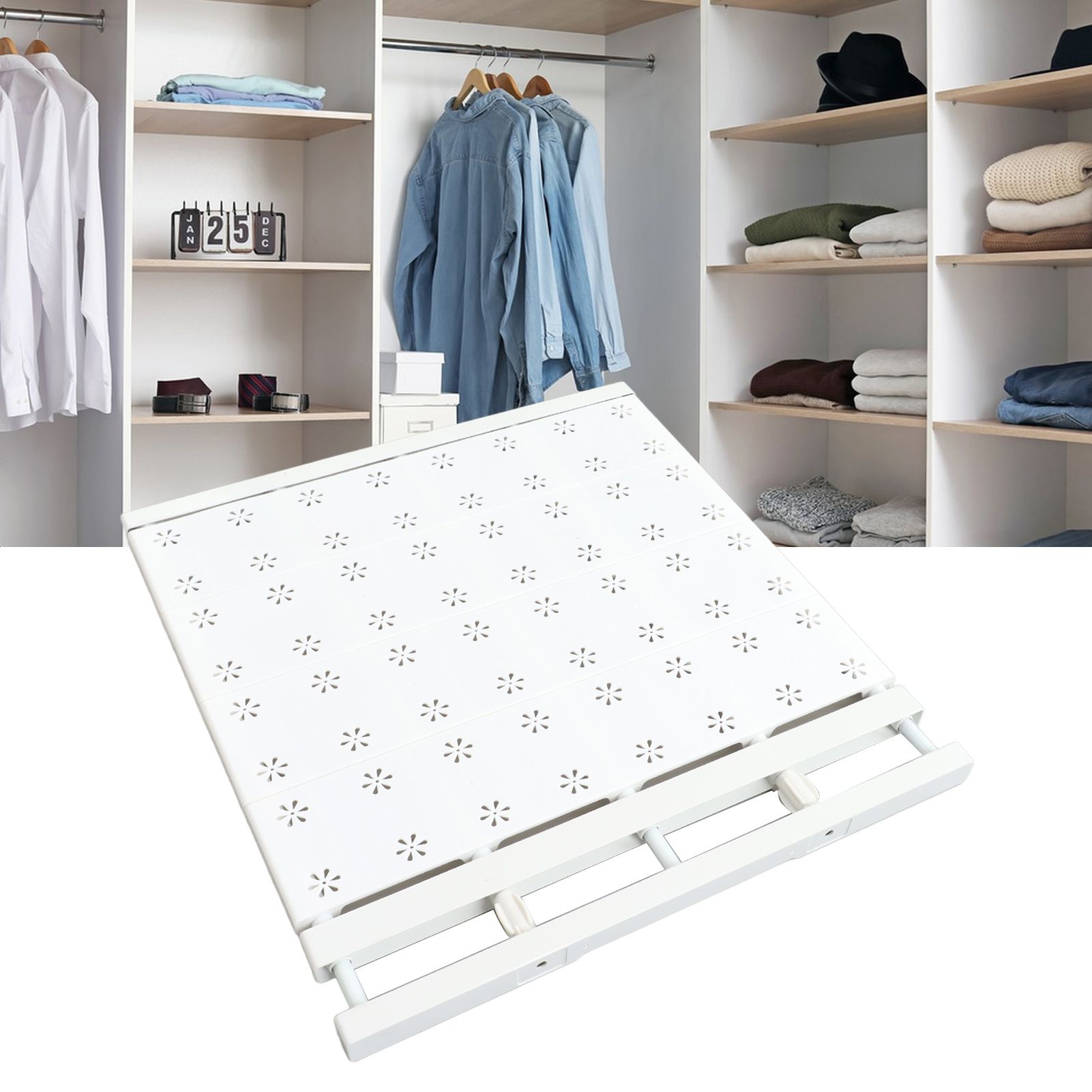 Expandable Closet Shelf Space Saving Punch Free Strong Bearing Capacity view 11