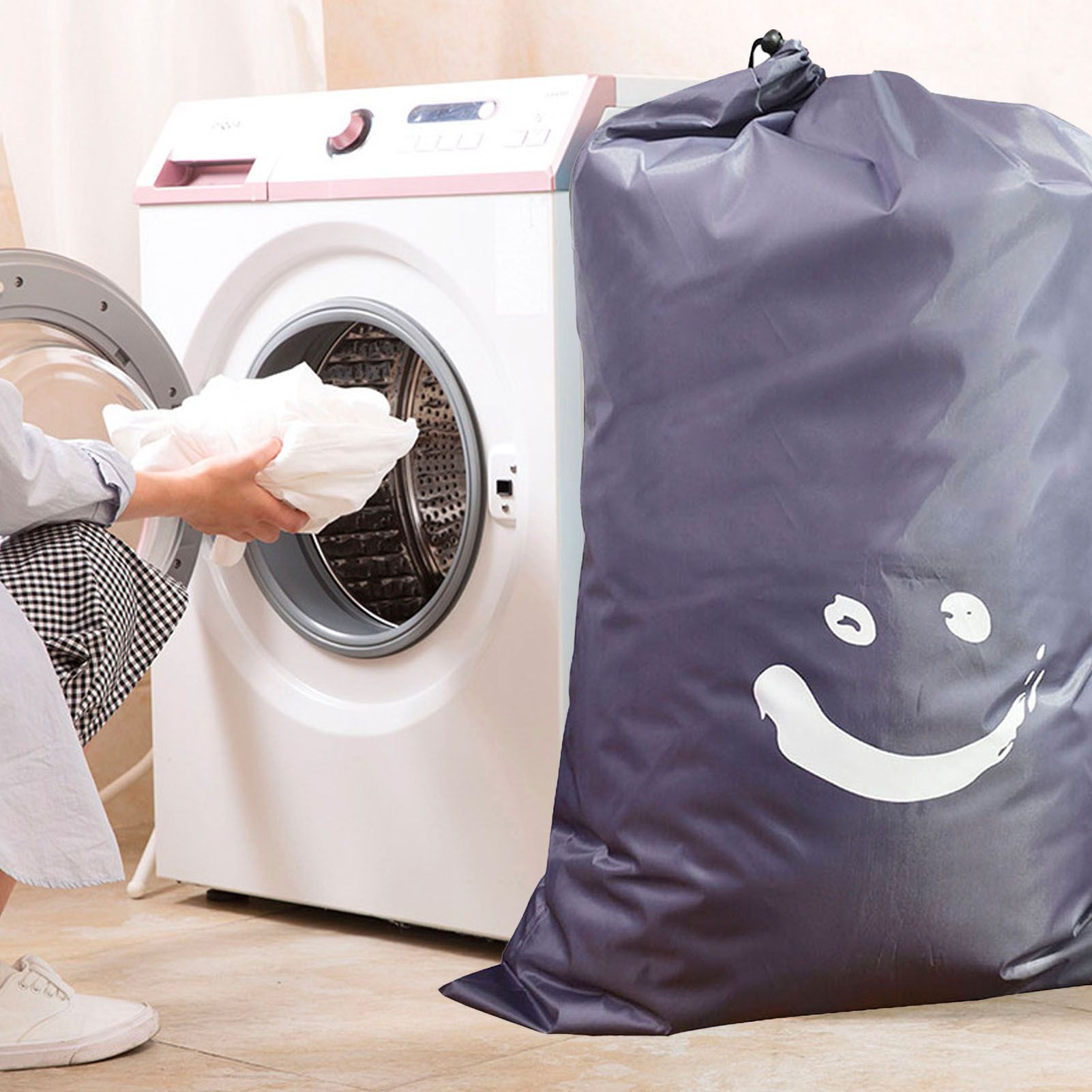 Laundry Bag Nylon Drawstring Cylinder for Household Travel Dirty Clothes Quilt view 5