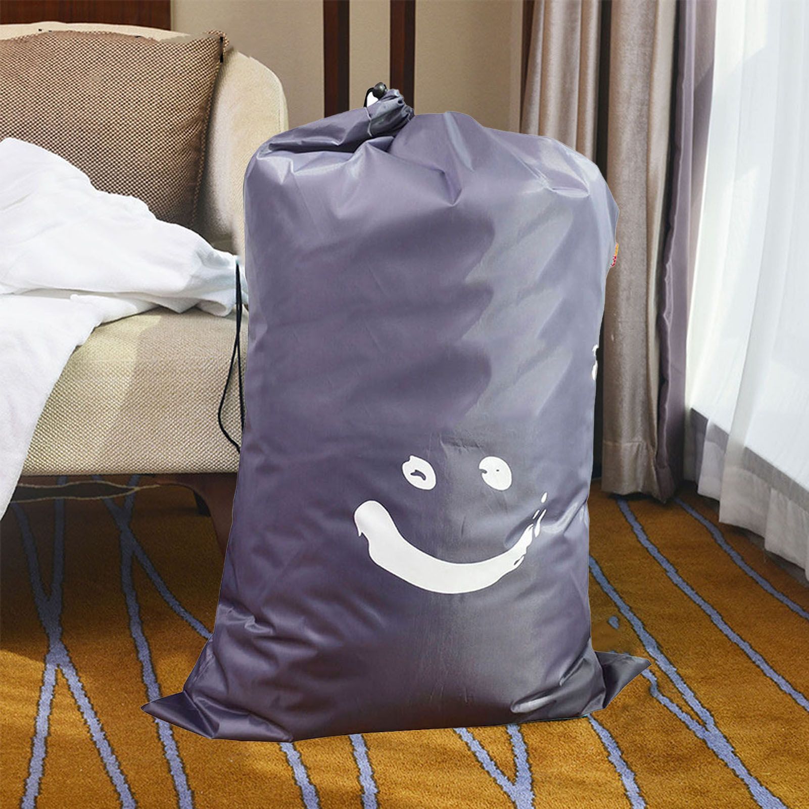 Laundry Bag Nylon Drawstring Cylinder for Household Travel Dirty Clothes Quilt view 6