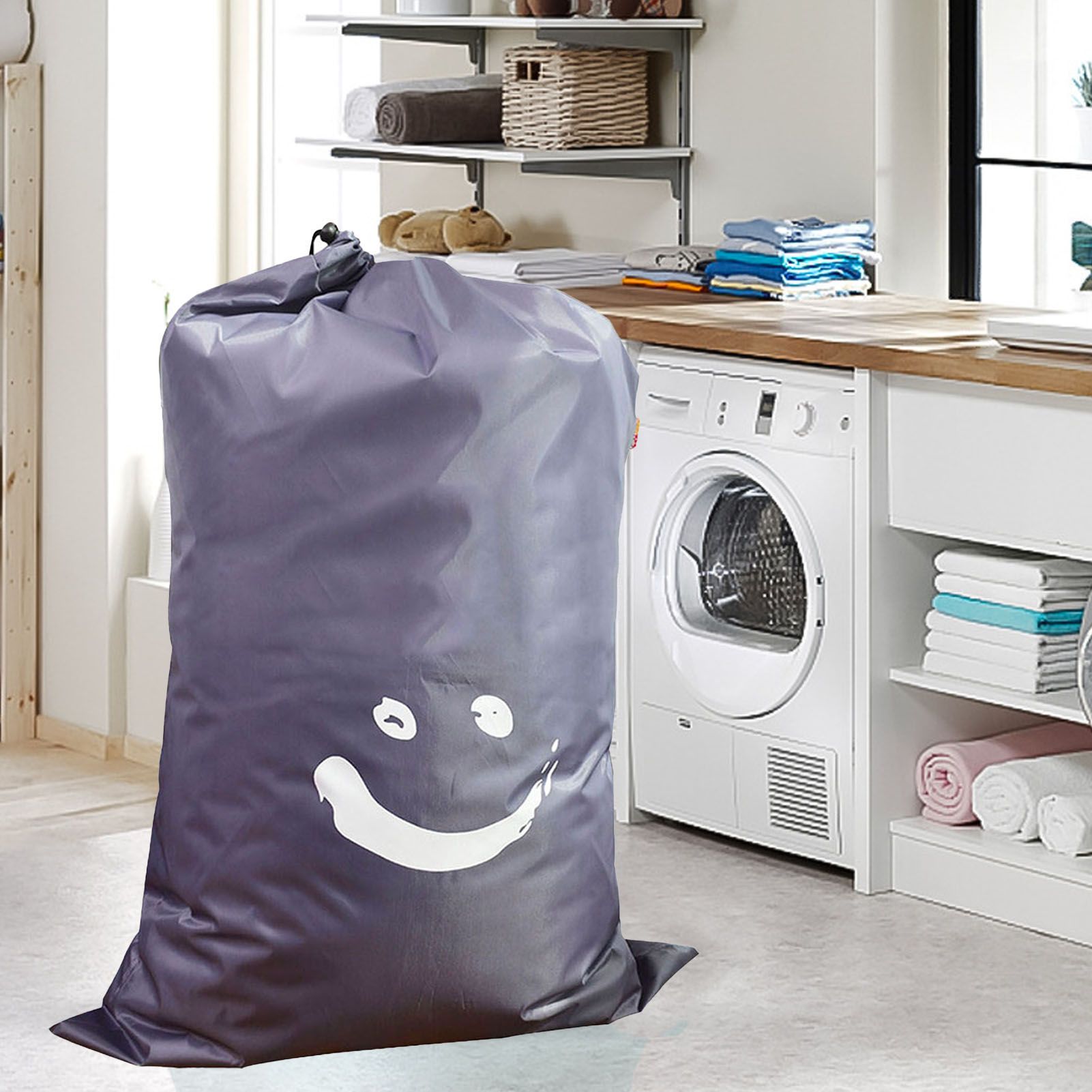 Laundry Bag Nylon Drawstring Cylinder for Household Travel Dirty Clothes Quilt view 12