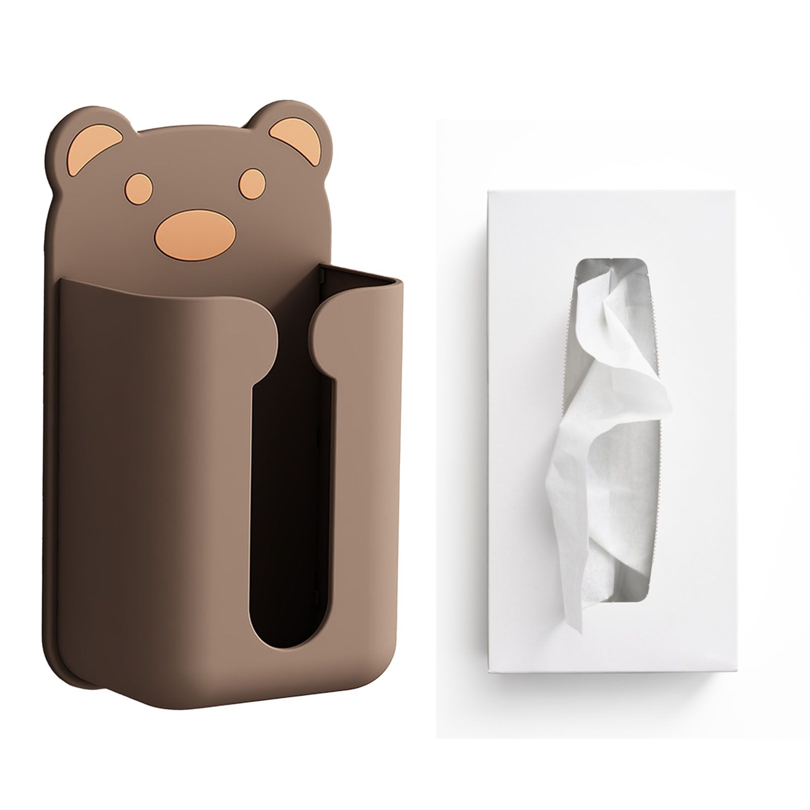 Wall Mounted Tissue Box Punching Free Cute Bear Pattern Plastic Tissue view 5