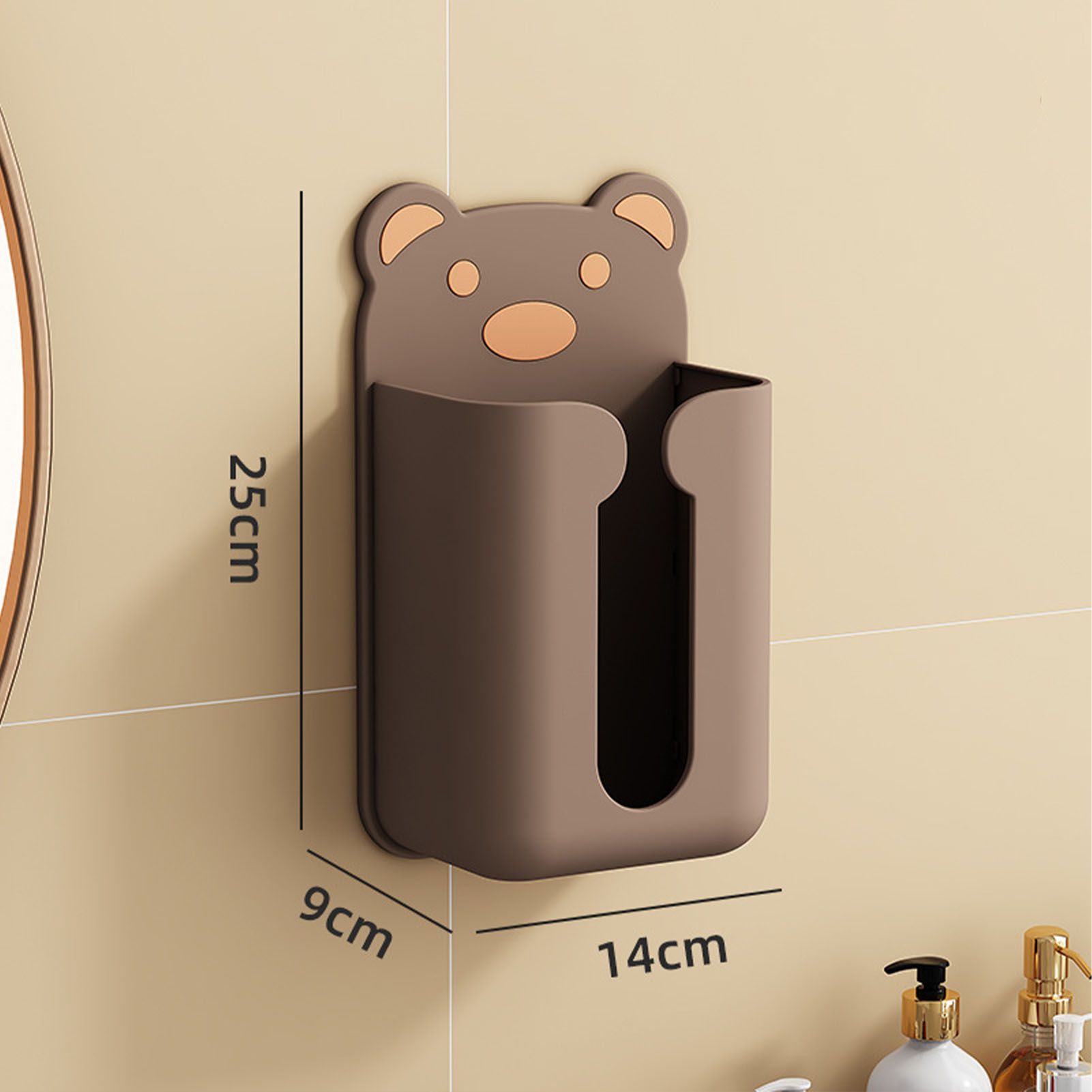 Wall Mounted Tissue Box Punching Free Cute Bear Pattern Plastic Tissue view 11