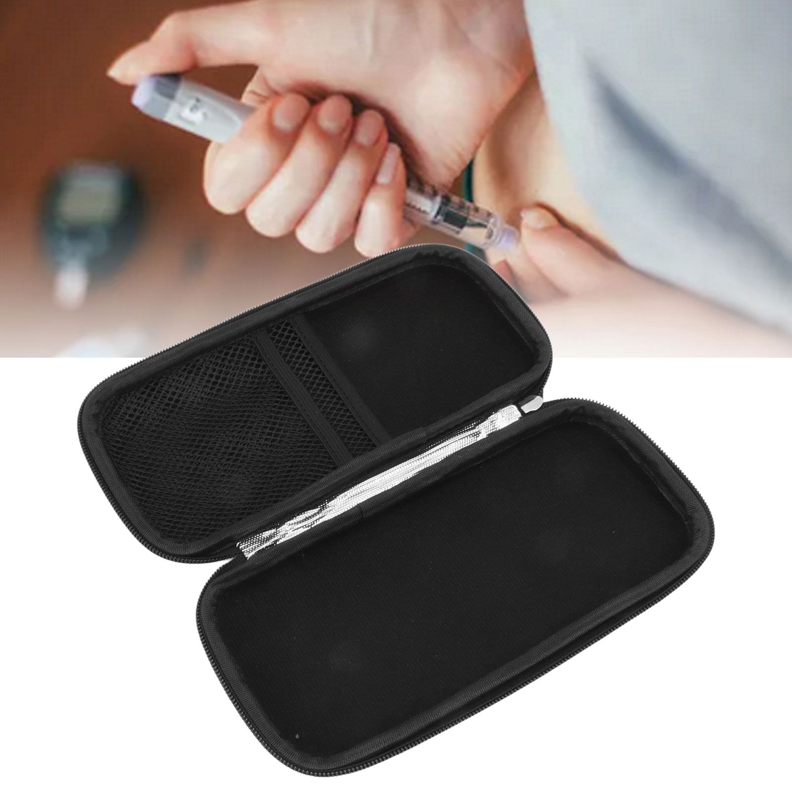 Insulin Cooler Travel Case Heat Insulation Cold Resistant Zipper Closure Light view 11