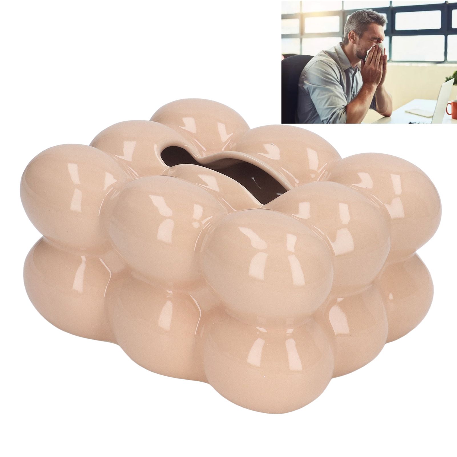 Electroplated Ceramic Tissue Box Case Holder Decorative Elegant Facial Tissue view 12