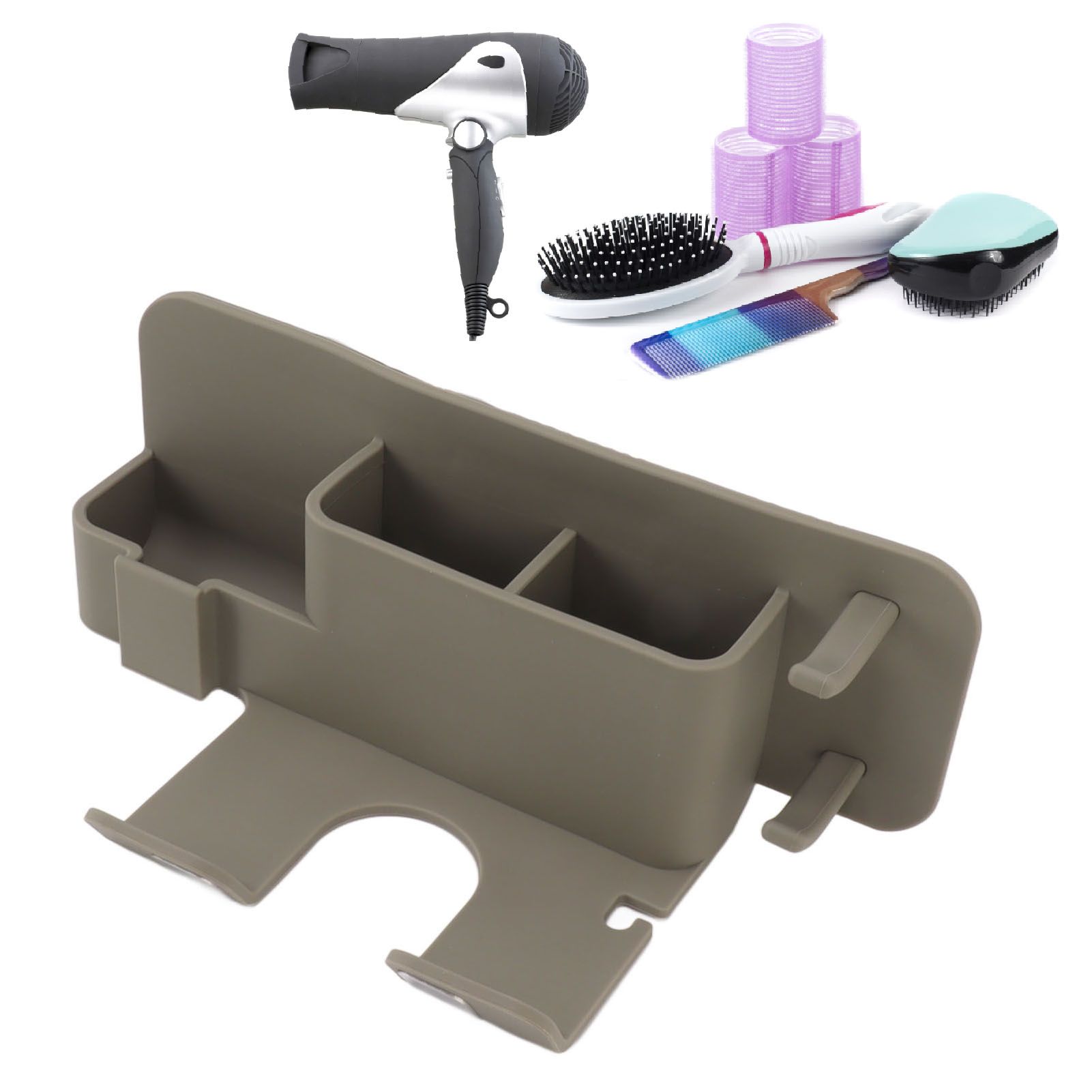 Wall Mounted Hair Dryer Holder Blow Dryer Holder Organizer Stand Bathroom view 10