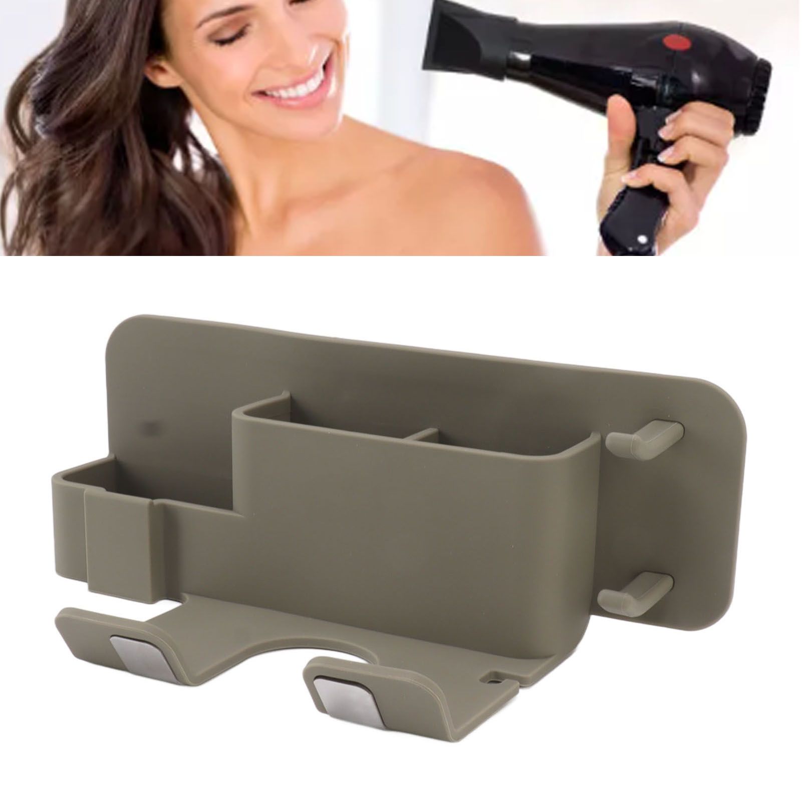 Wall Mounted Hair Dryer Holder Blow Dryer Holder Organizer Stand Bathroom view 11