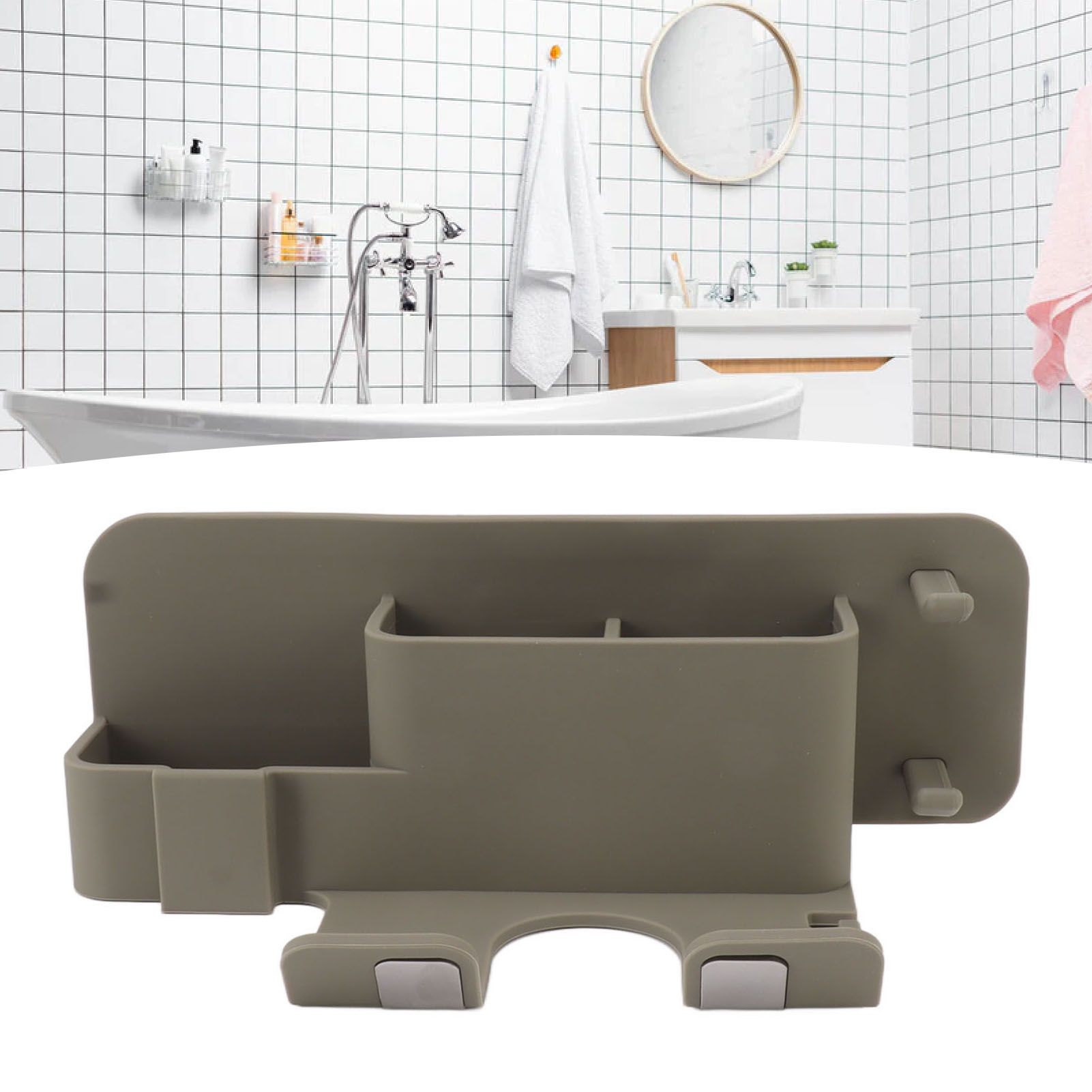 Wall Mounted Hair Dryer Holder Blow Dryer Holder Organizer Stand Bathroom view 12