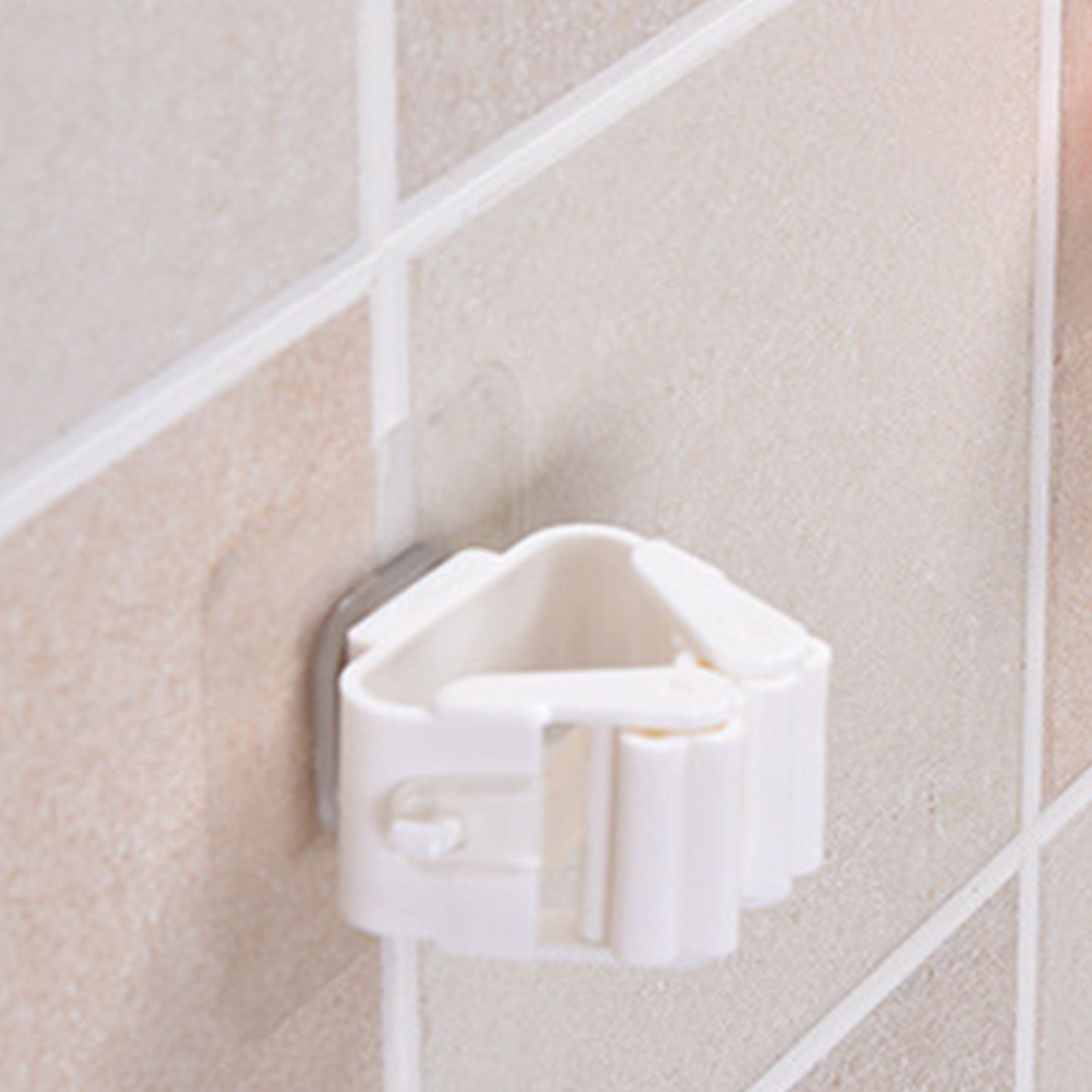 3pcs Wall Mounted Mop Holder Strong Adhesion Plastic Mop Broom Holder for view 5