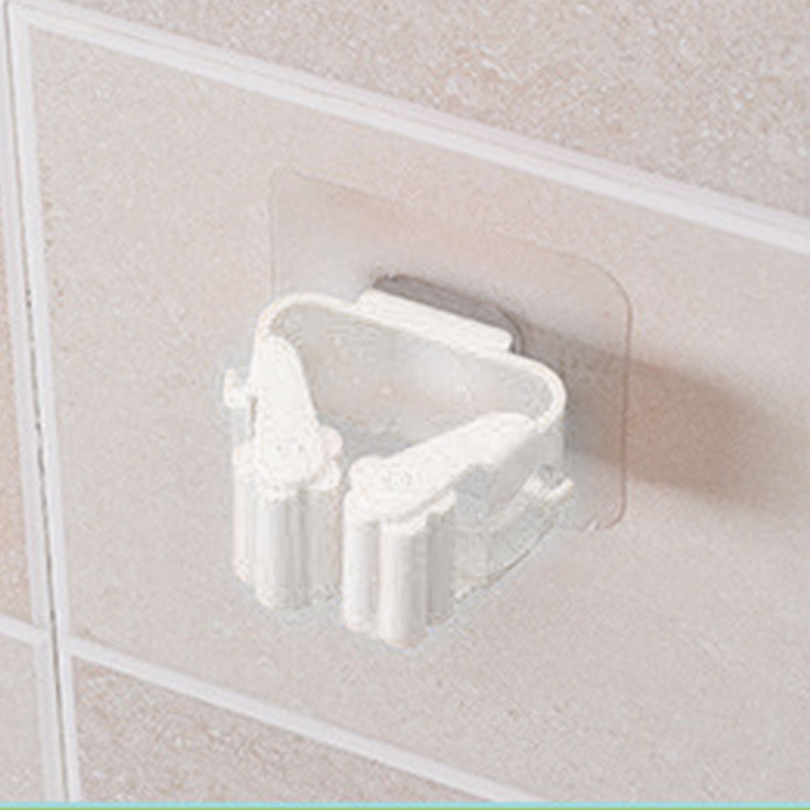 3pcs Wall Mounted Mop Holder Strong Adhesion Plastic Mop Broom Holder for view 9