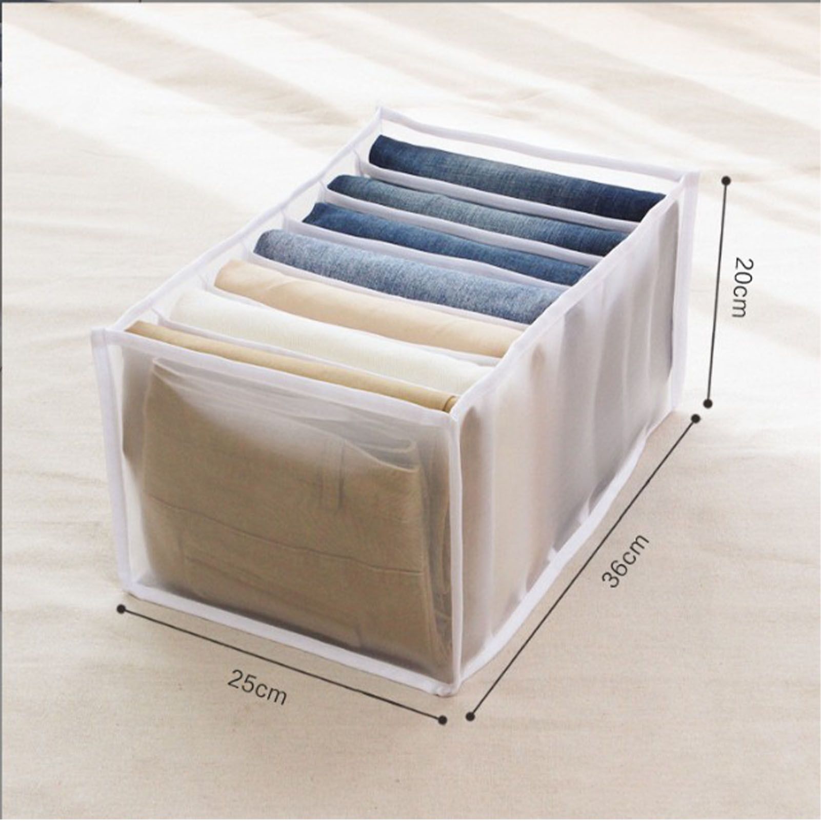 2Pcs White 7 Gird Pants Divider Storage Box Pants 7 Compartment Closet Pants view 10