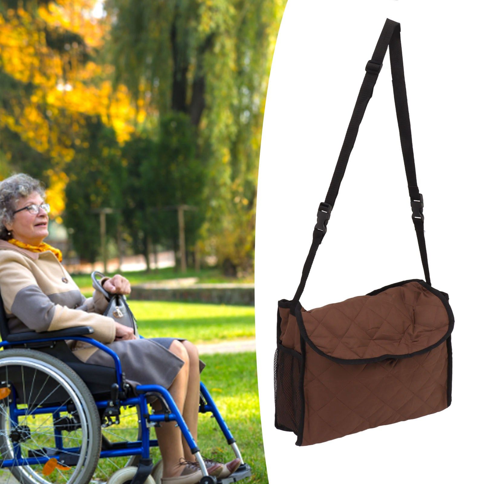Wheelchair Back Pouch Polyester Hanging Storage Bag Electric Walker Backpack view 11