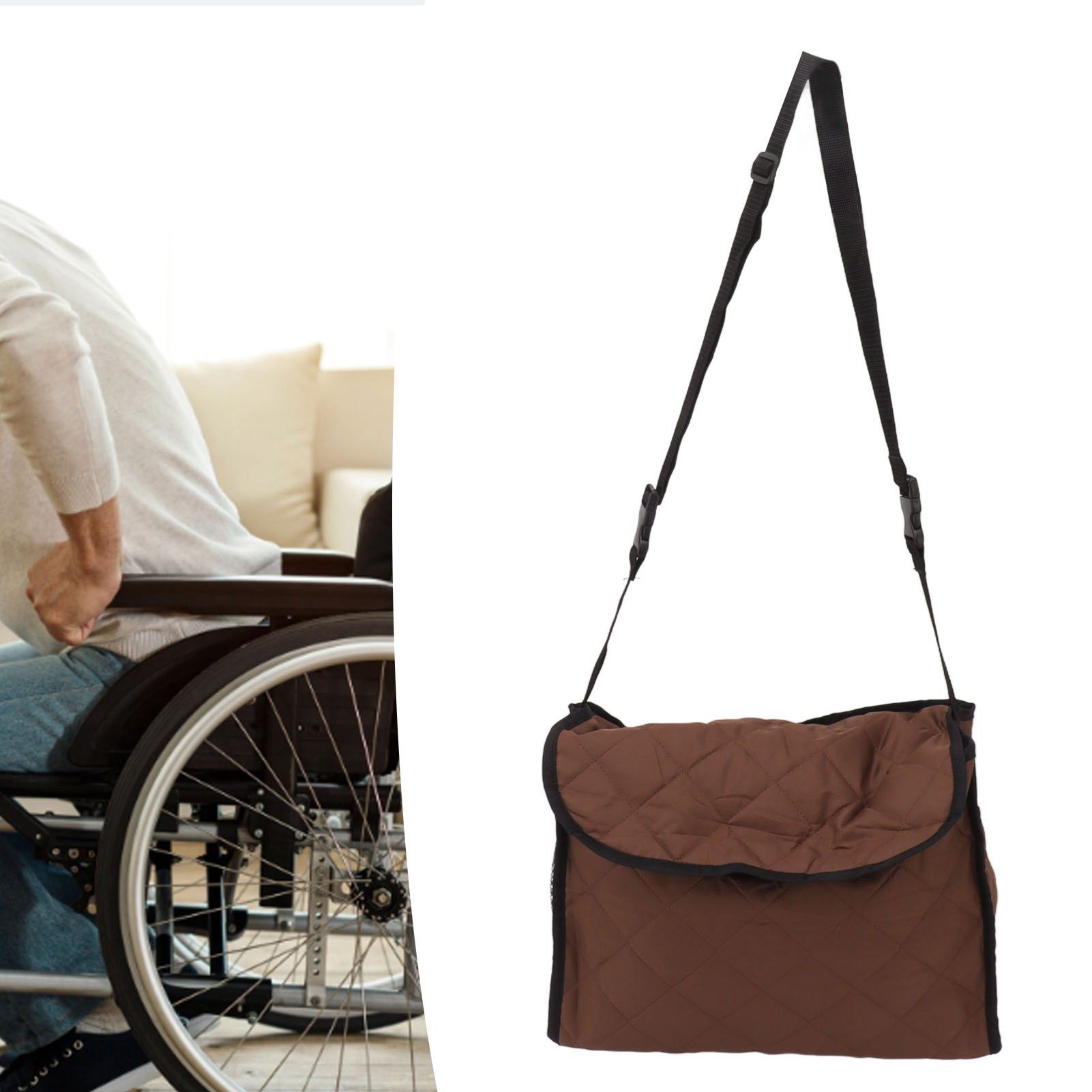 Wheelchair Back Pouch Polyester Hanging Storage Bag Electric Walker Backpack view 12