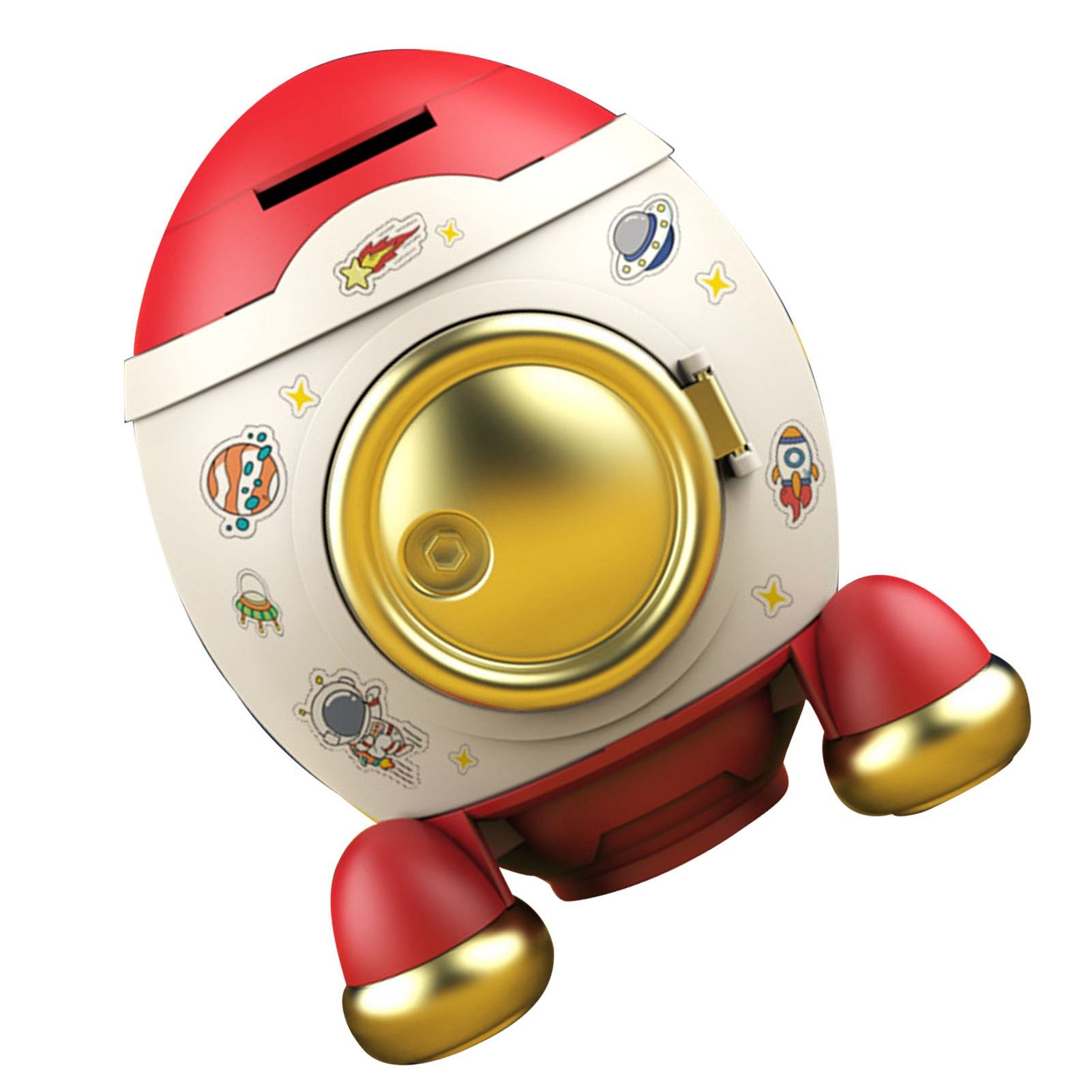 Cartoon Style Space Rocket Piggy Bank Money Bank Money Saving Jar Boys Girls view 2