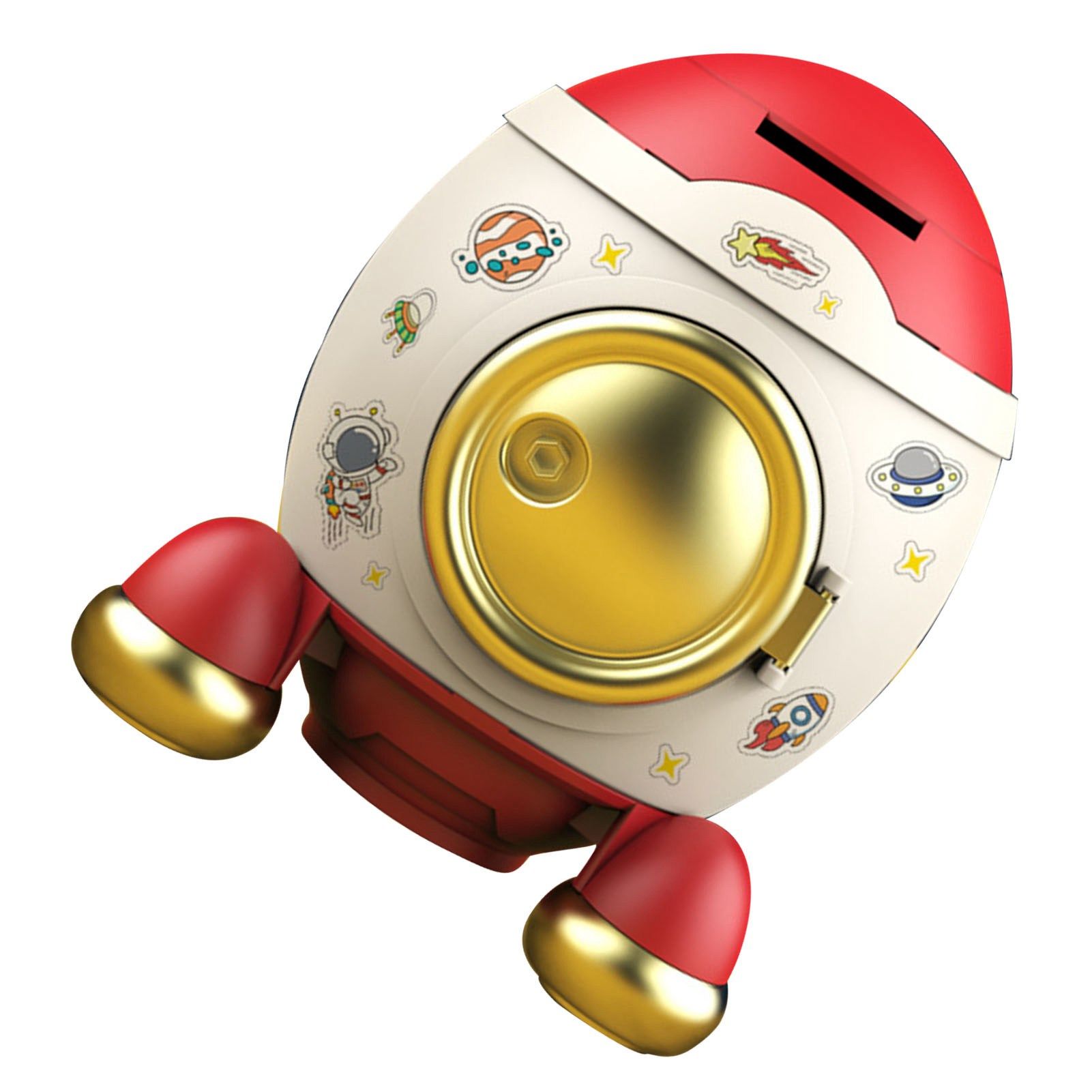 Cartoon Style Space Rocket Piggy Bank Money Bank Money Saving Jar Boys Girls view 3