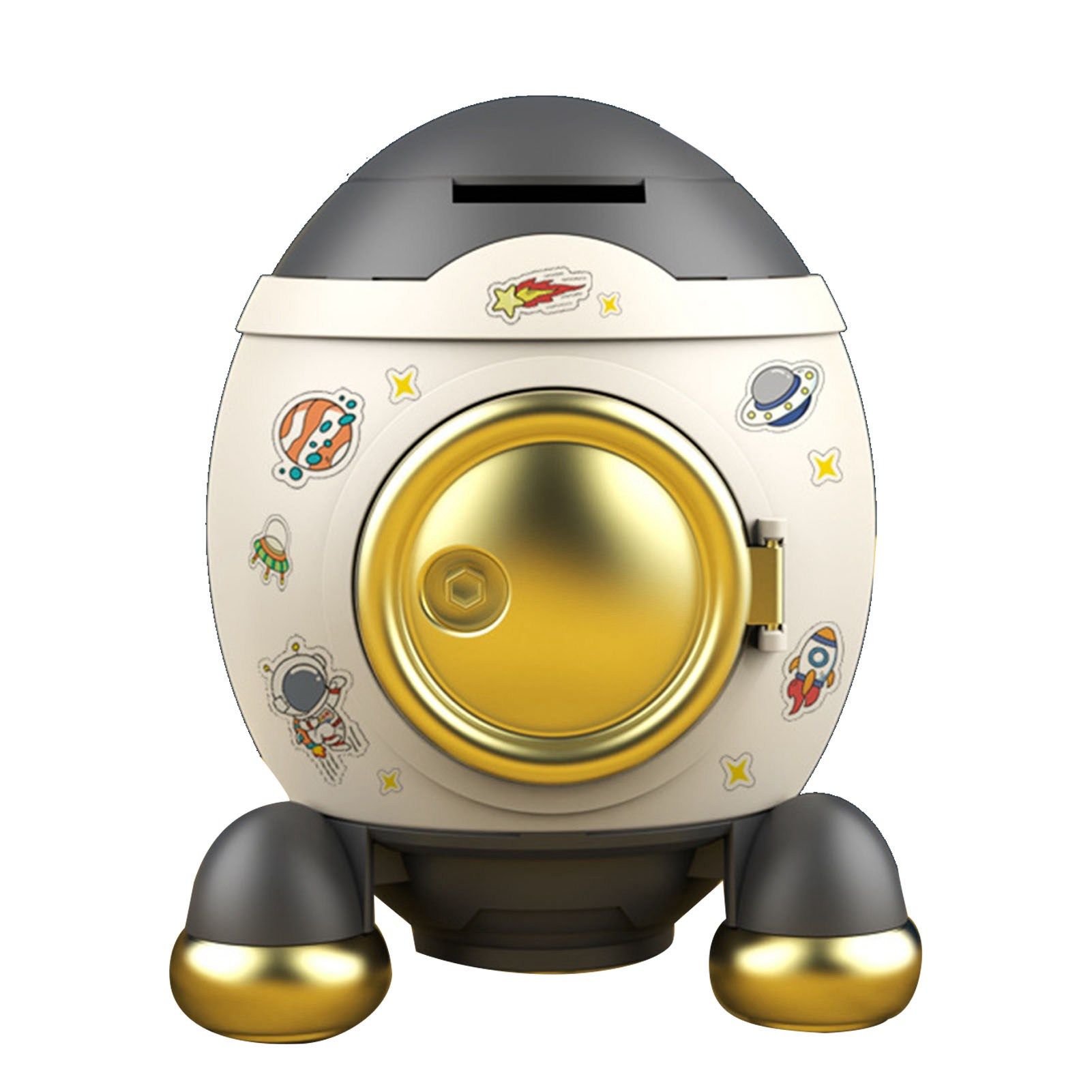 Cartoon Style Space Rocket Piggy Bank Money Bank Money Saving Jar Boys Girls