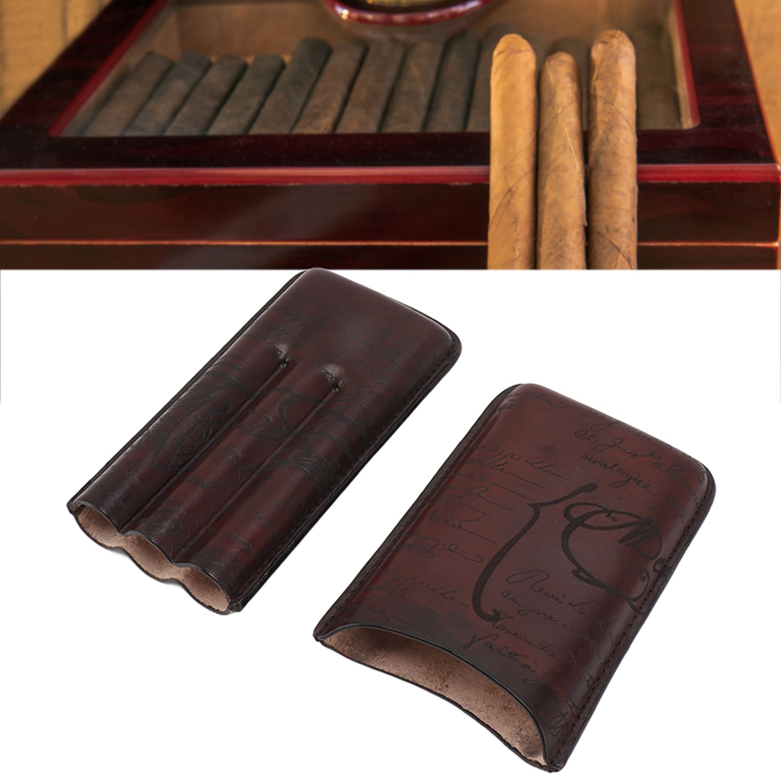 Leather Cigar Holder Travel Portable Soft Touch Elegant Breathable Cigar Case view 12