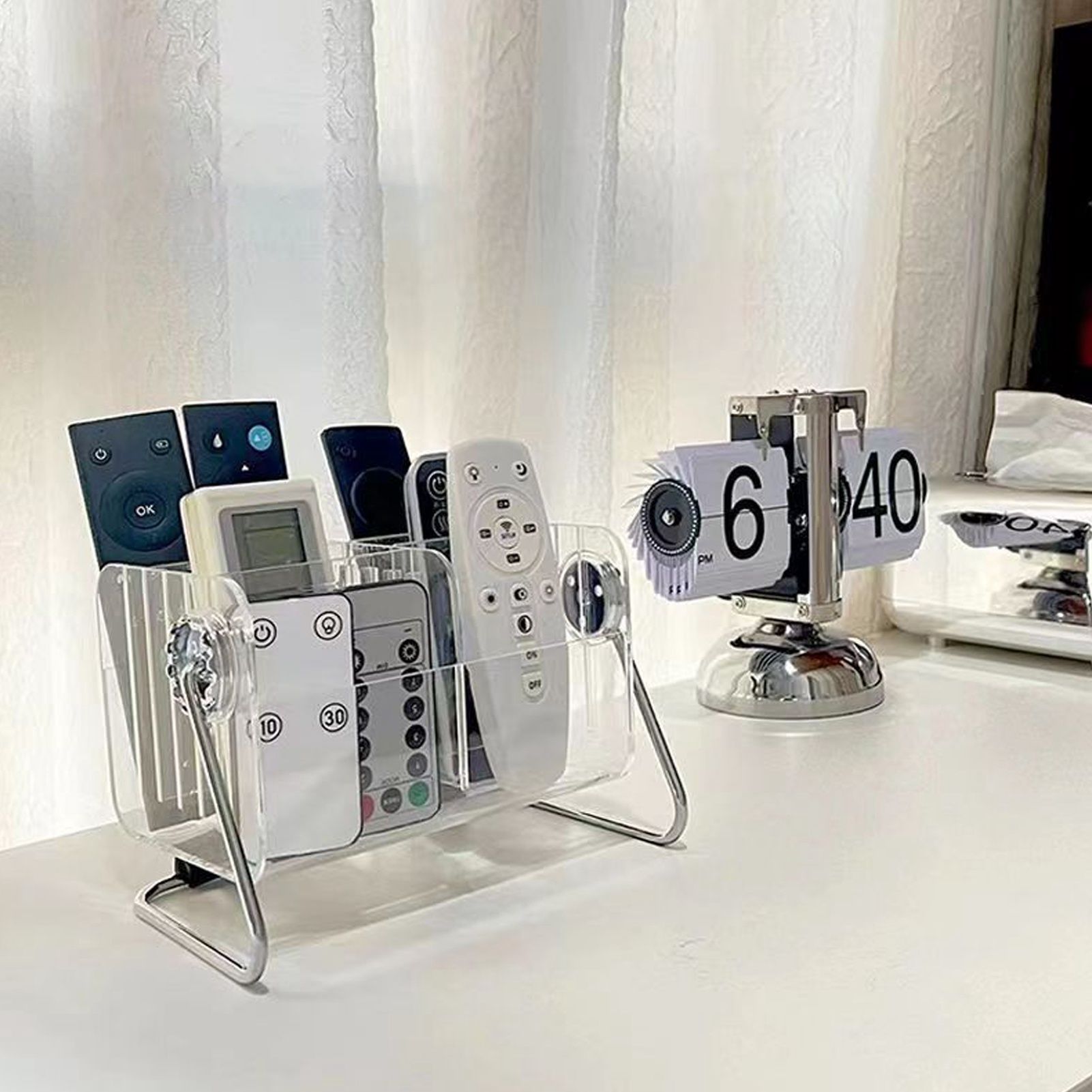 Clear Plastic Remote Control Holder Desk Organizer Transparent Mobile Phone view 12