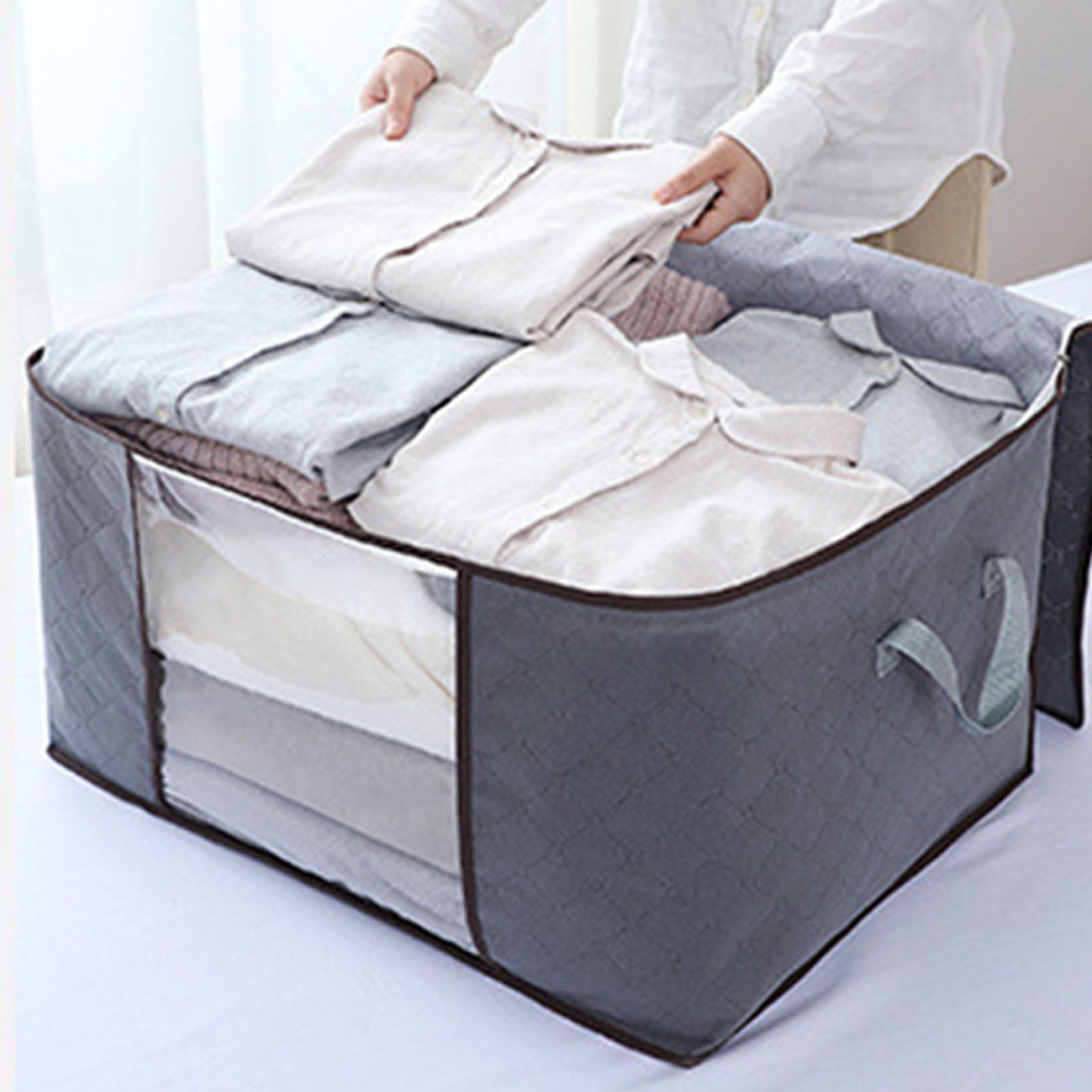 4Pcs Gray Quilt Storage Bag Organizer Large Capacity Breathable House Moving view 5