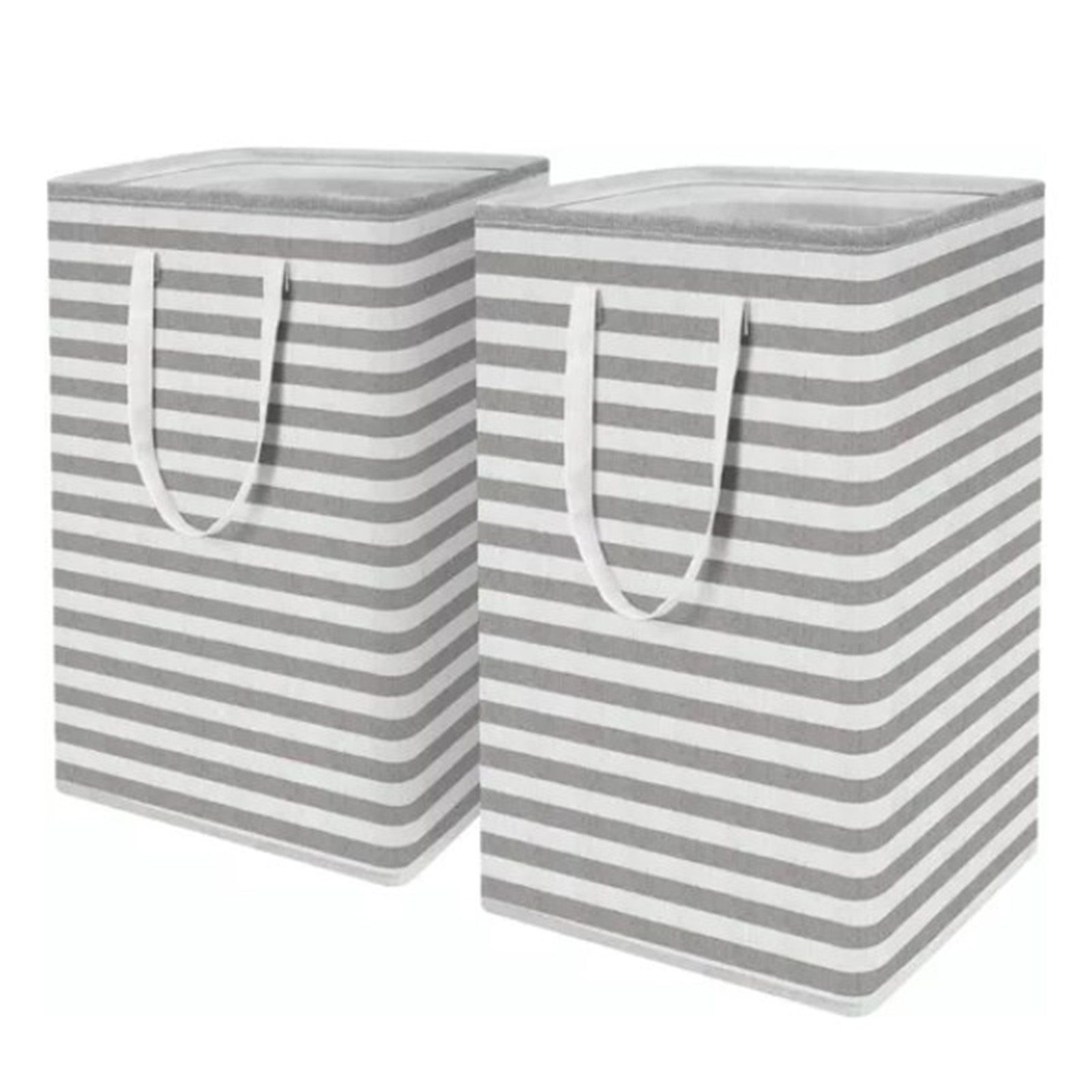 2PCS Laundry Basket Reinforced Long Handle Precise Stitching Foldable Cloth