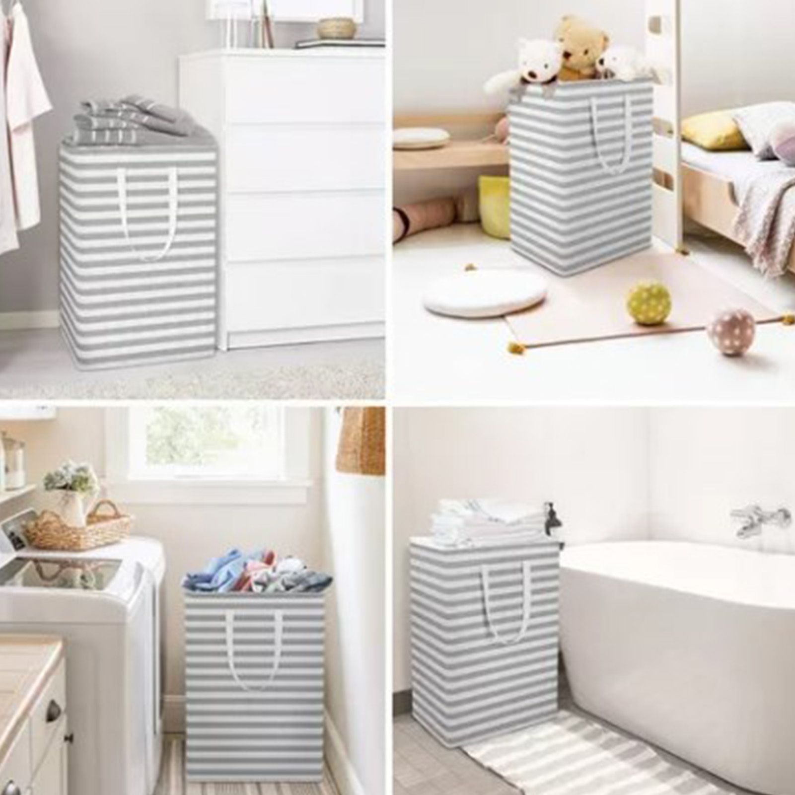 2PCS Laundry Basket Reinforced Long Handle Precise Stitching Foldable Cloth view 8