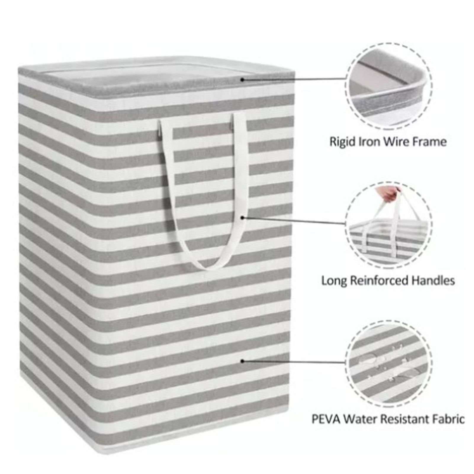 2PCS Laundry Basket Reinforced Long Handle Precise Stitching Foldable Cloth view 12