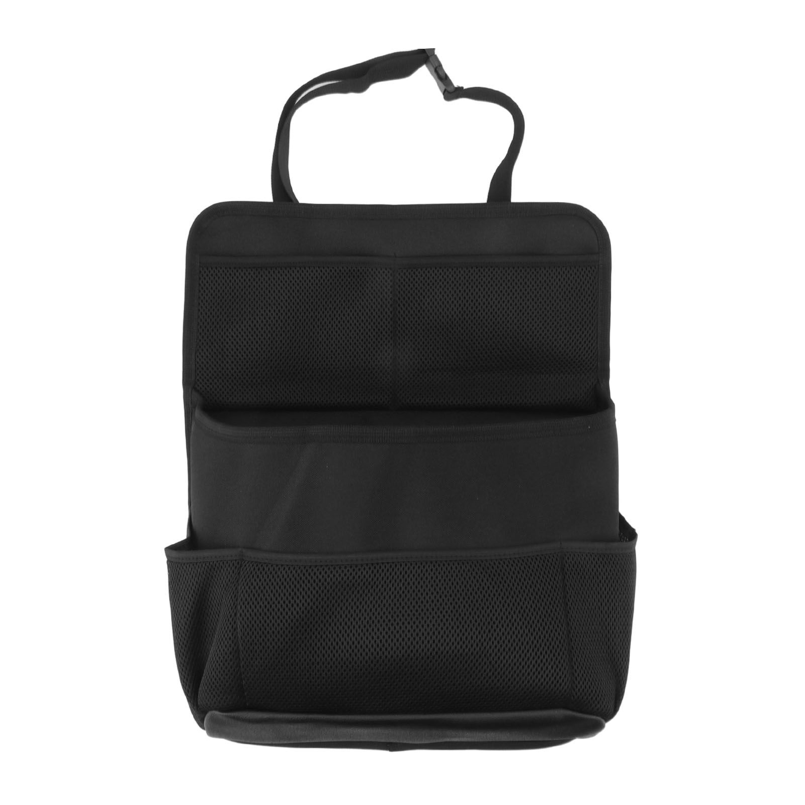 Car Back Seat Storage Bag with Strap Oxford Cloth PU Leather Muti Pocket Auto