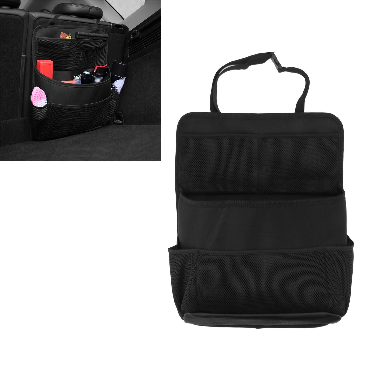 Car Back Seat Storage Bag with Strap Oxford Cloth PU Leather Muti Pocket Auto view 11