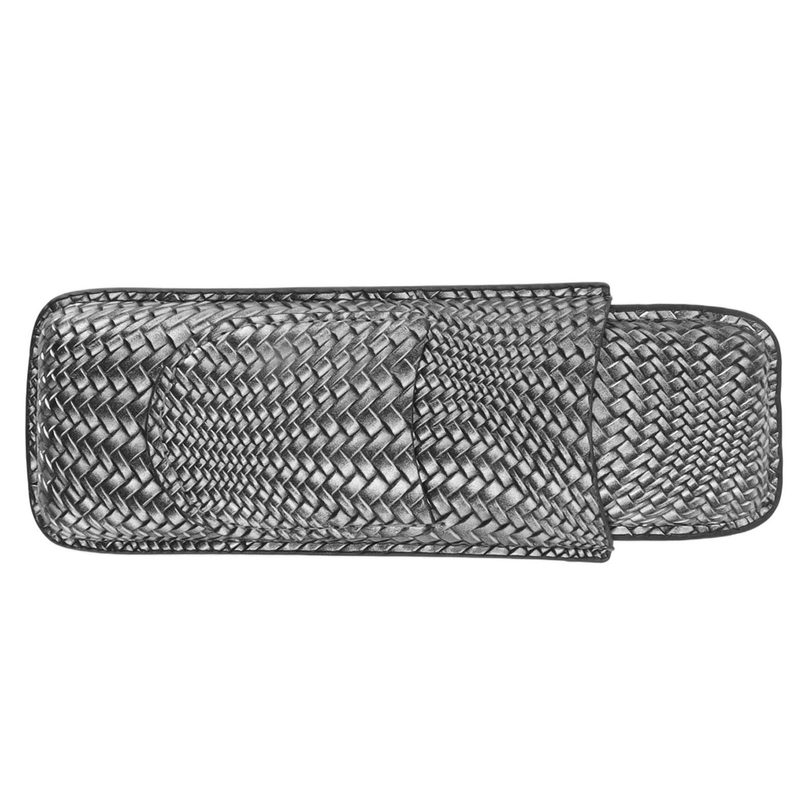 Cigar Case Holder Elegant Vintage Style Woven Pattern Leather Portable 2 view 10
