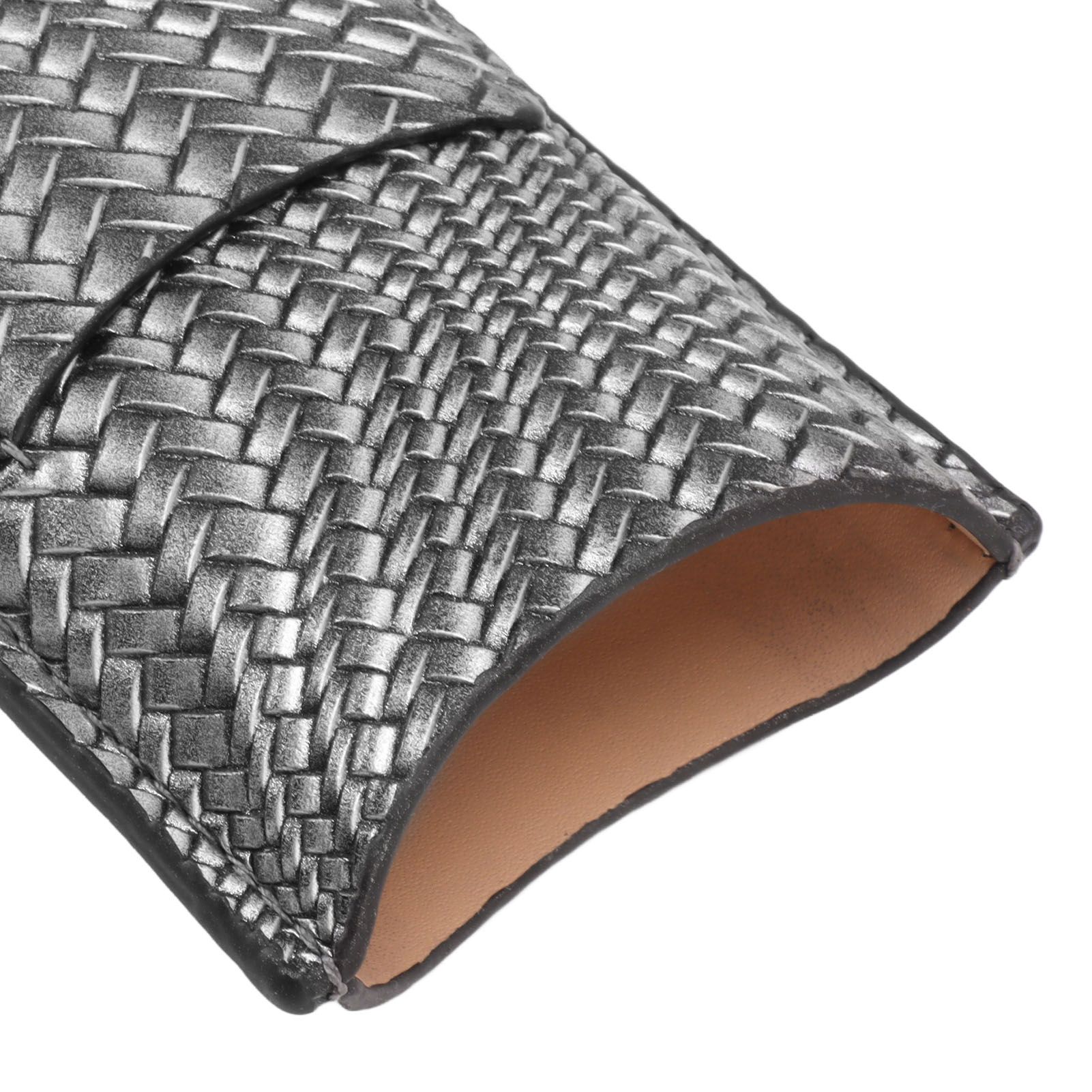 Cigar Case Holder Elegant Vintage Style Woven Pattern Leather Portable 2 view 13