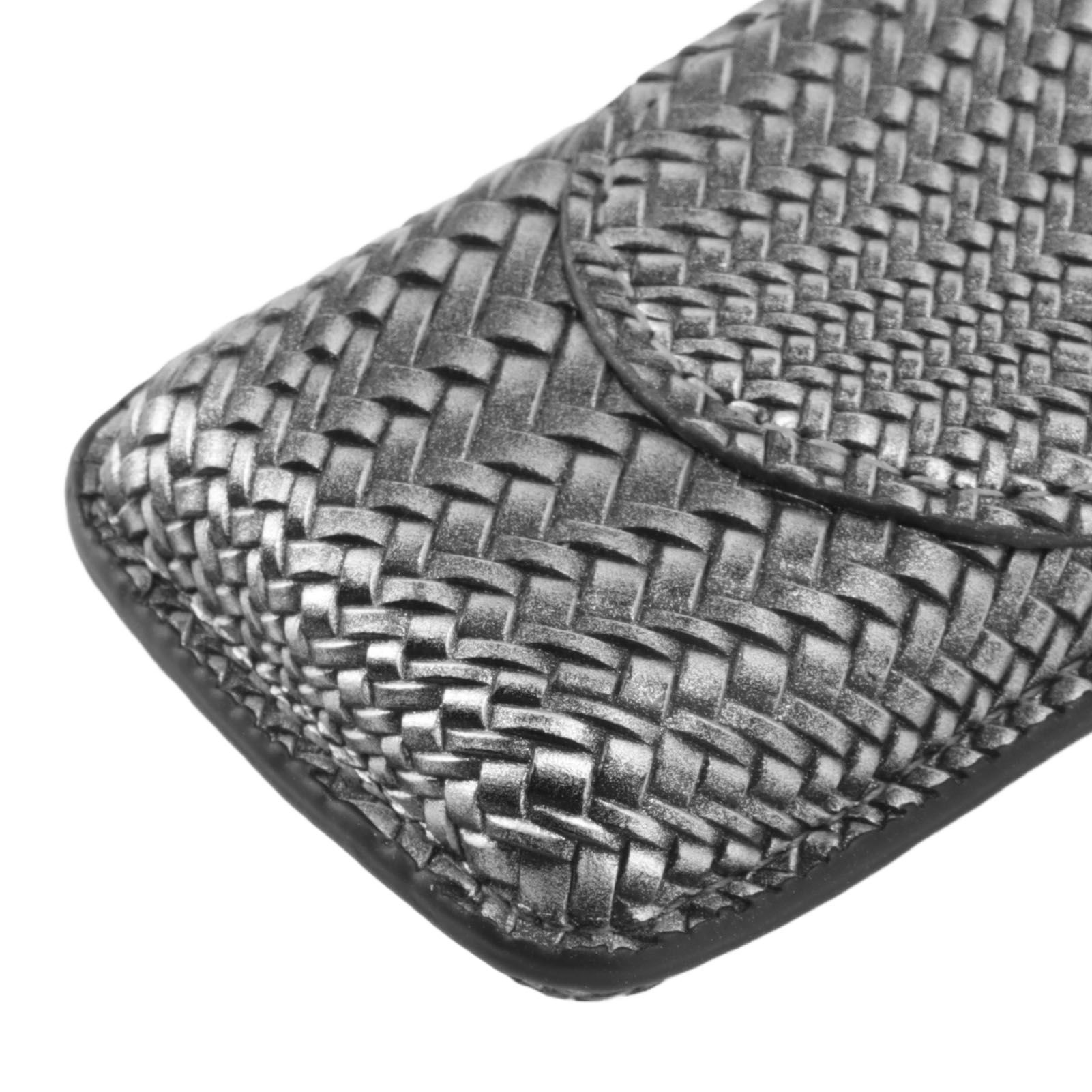 Cigar Case Holder Elegant Vintage Style Woven Pattern Leather Portable 2 view 14