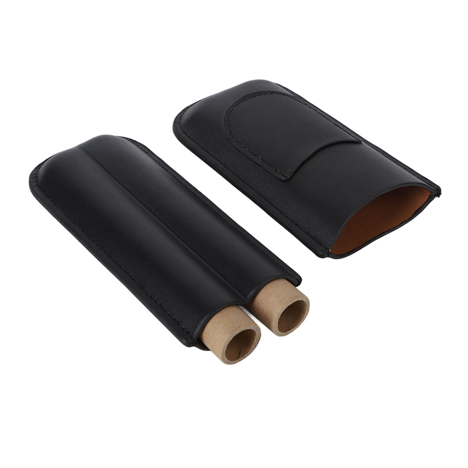 Portable Cigar Bag 2 Holder Leather Humidor Box Cigar Protection Moisturizing view 3