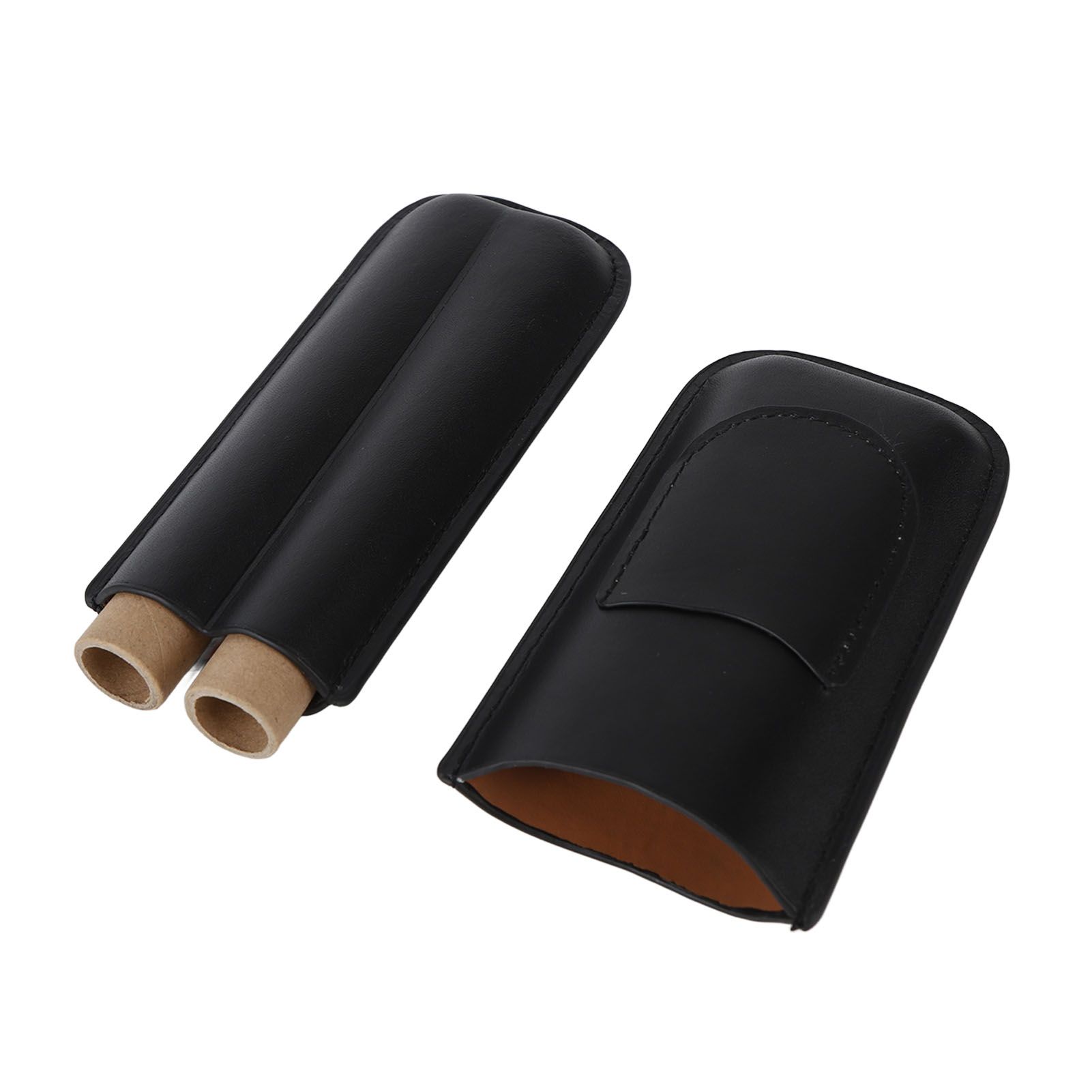 Portable Cigar Bag 2 Holder Leather Humidor Box Cigar Protection Moisturizing view 4