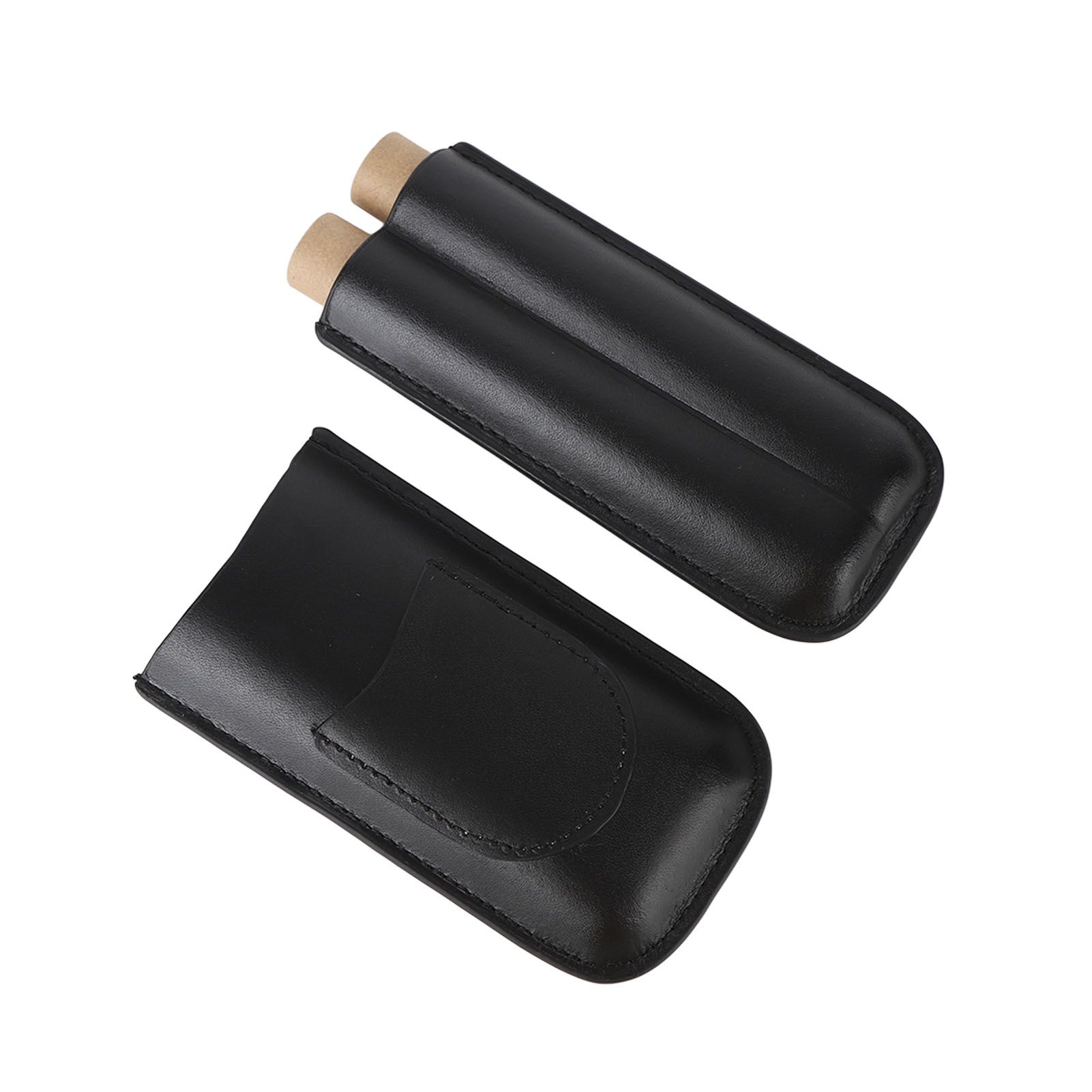 Portable Cigar Bag 2 Holder Leather Humidor Box Cigar Protection Moisturizing view 5