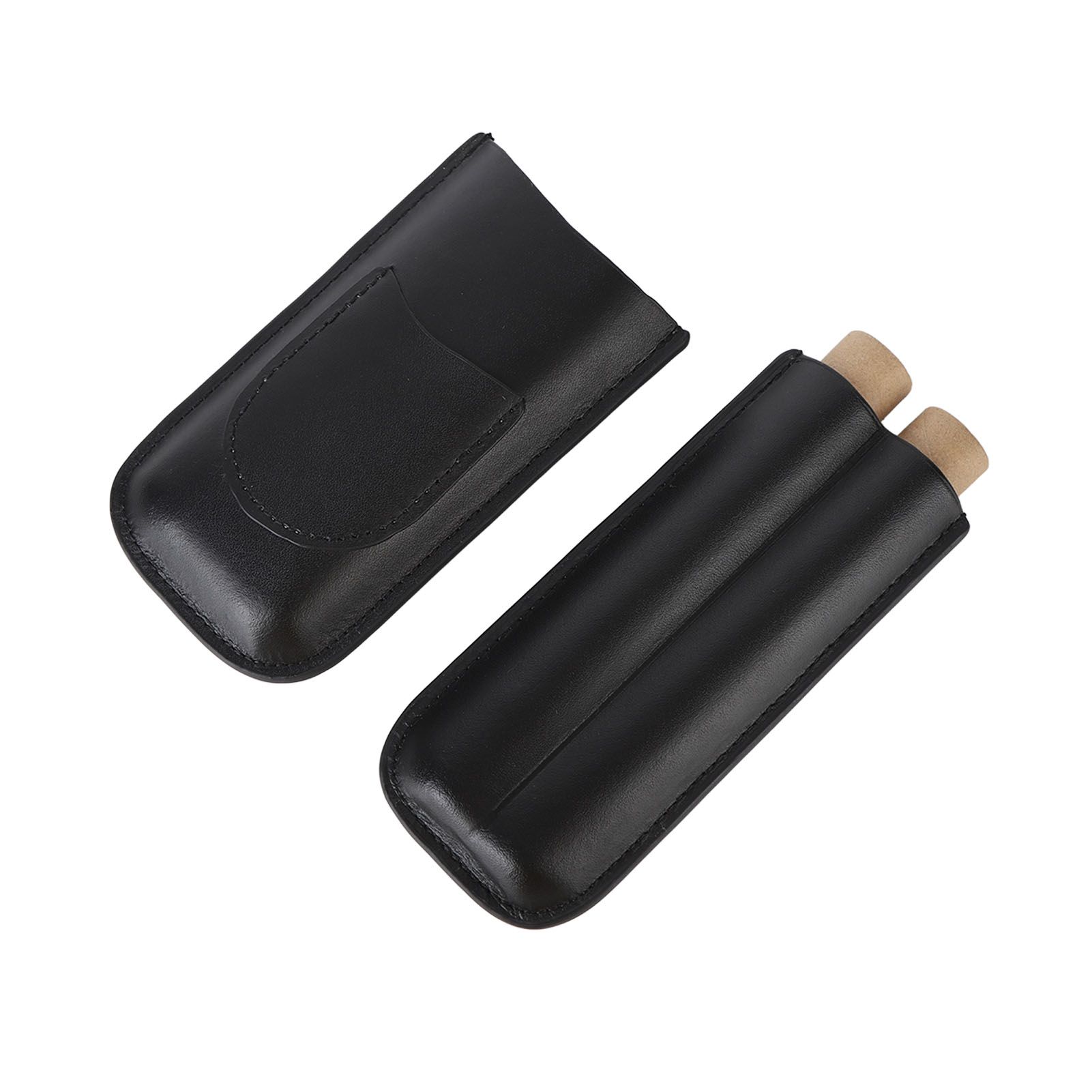 Portable Cigar Bag 2 Holder Leather Humidor Box Cigar Protection Moisturizing view 6