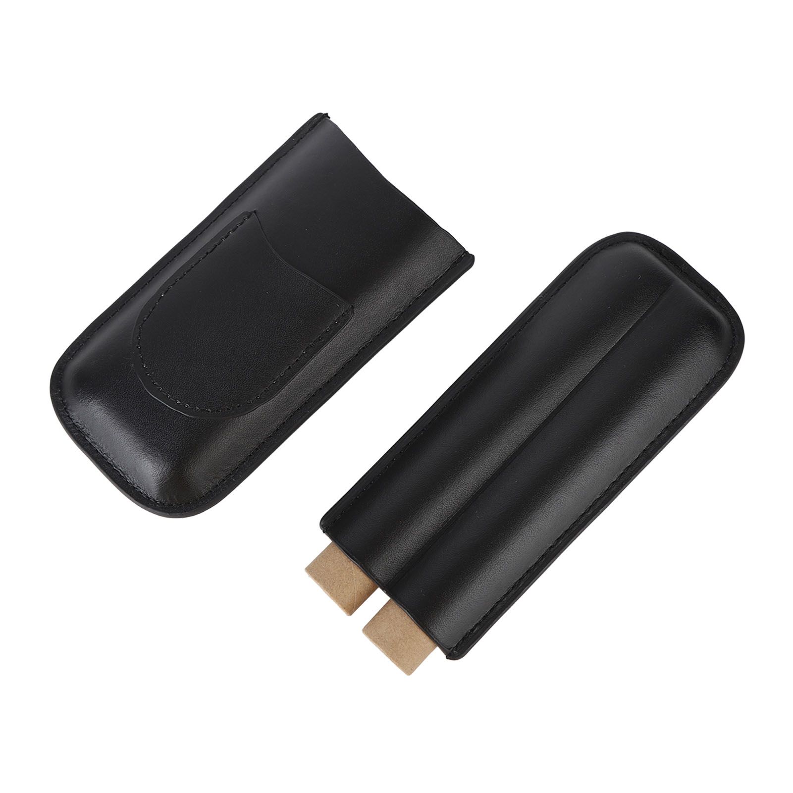 Portable Cigar Bag 2 Holder Leather Humidor Box Cigar Protection Moisturizing view 7