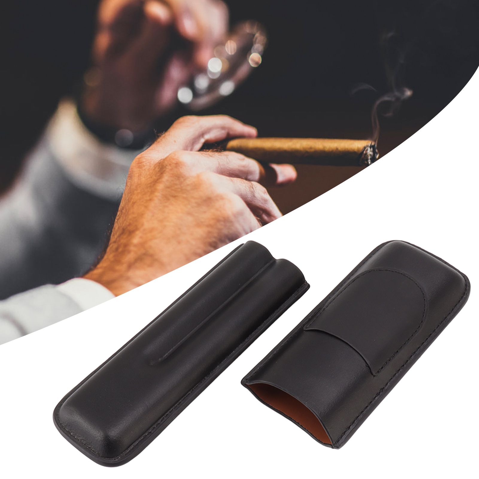 Cigar Case Elegant Vintage Hand Crafted Slim Portable 2 Fingers Cigar Holder view 11