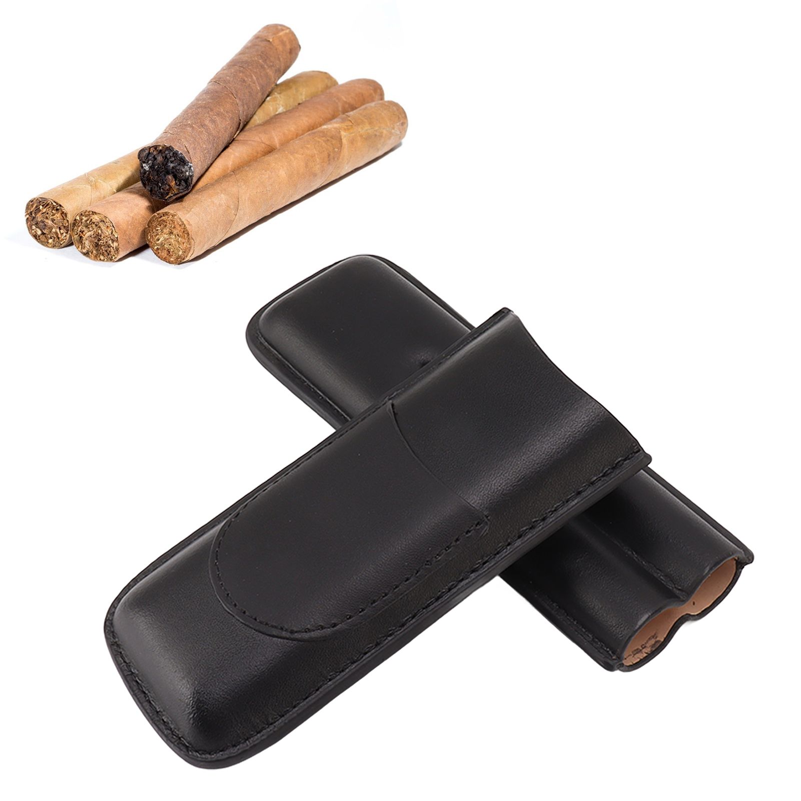 Cigar Case Elegant Vintage Hand Crafted Slim Portable 2 Fingers Cigar Holder view 12