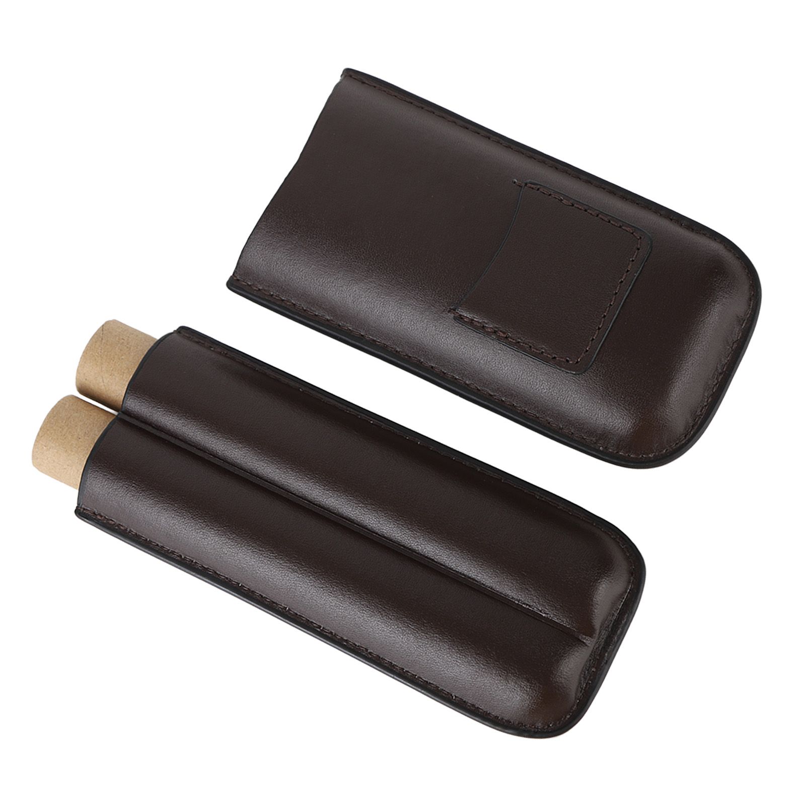 2 Finger Travel Cigar Holder Wearproof Portable Fashion Ventilate Leather view 4