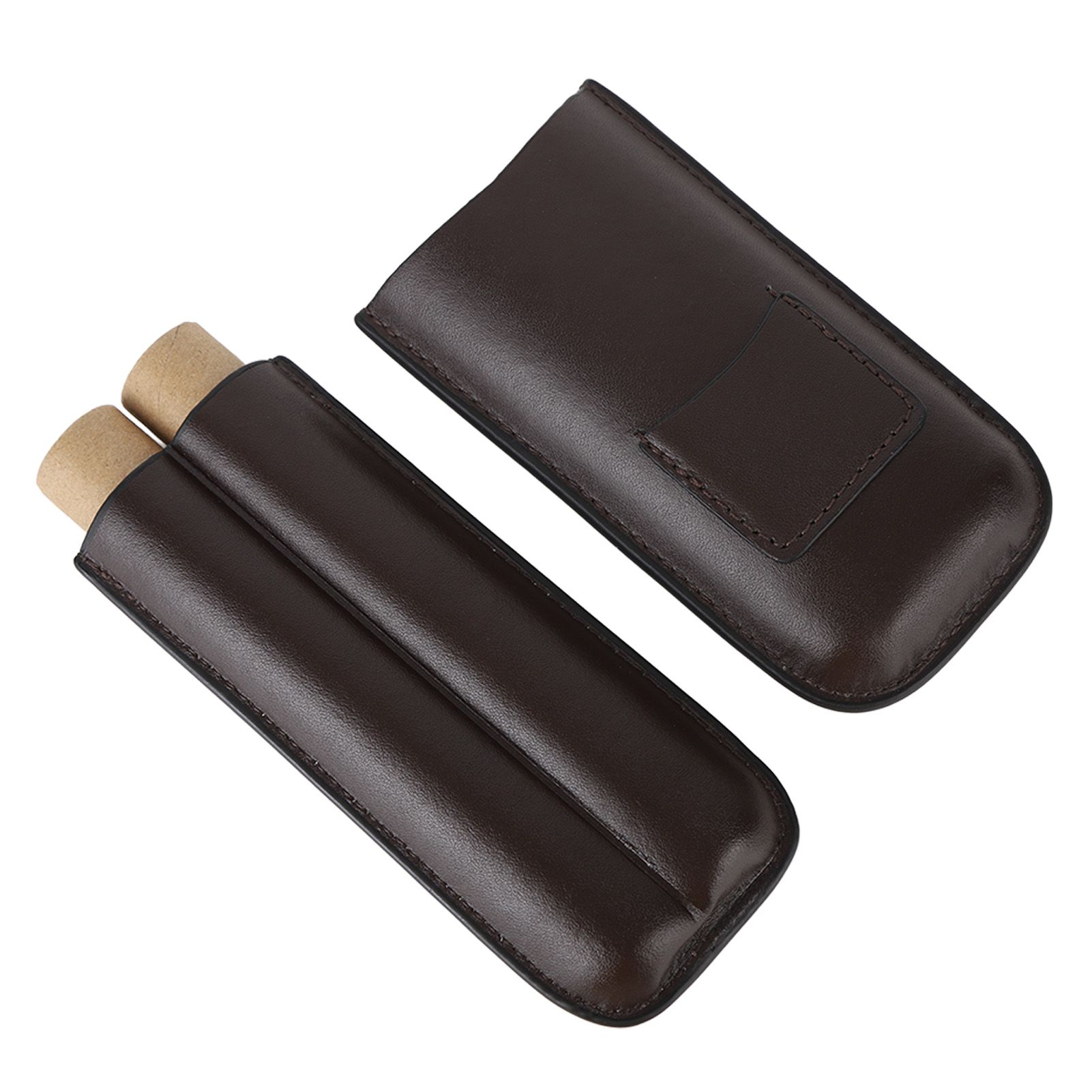 2 Finger Travel Cigar Holder Wearproof Portable Fashion Ventilate Leather view 5