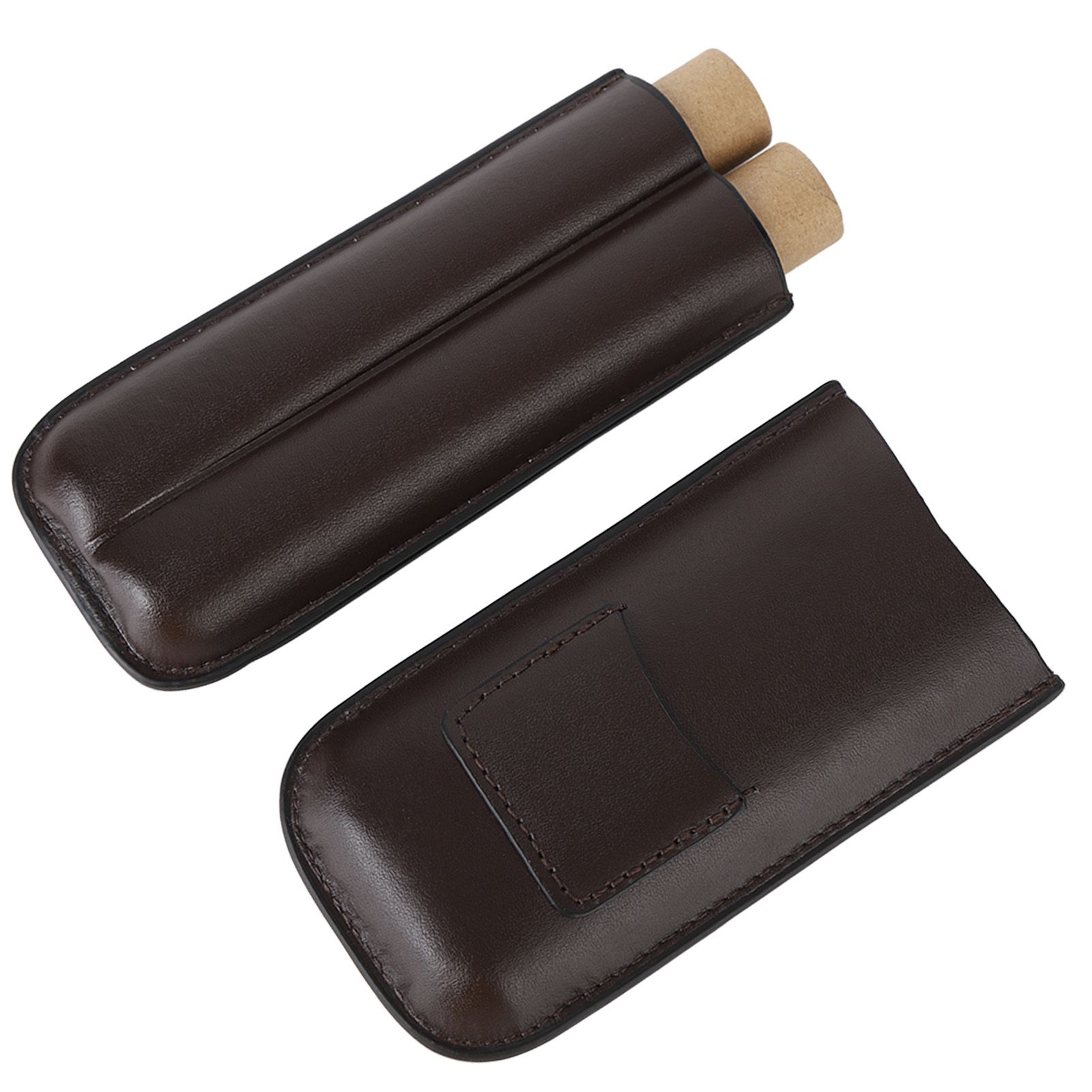 2 Finger Travel Cigar Holder Wearproof Portable Fashion Ventilate Leather view 6