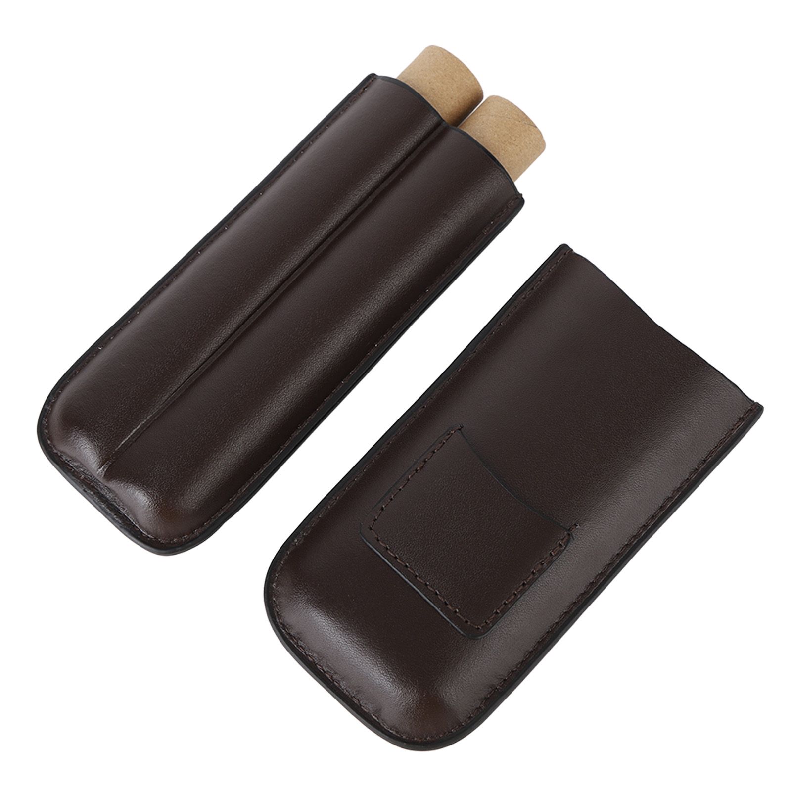 2 Finger Travel Cigar Holder Wearproof Portable Fashion Ventilate Leather view 7