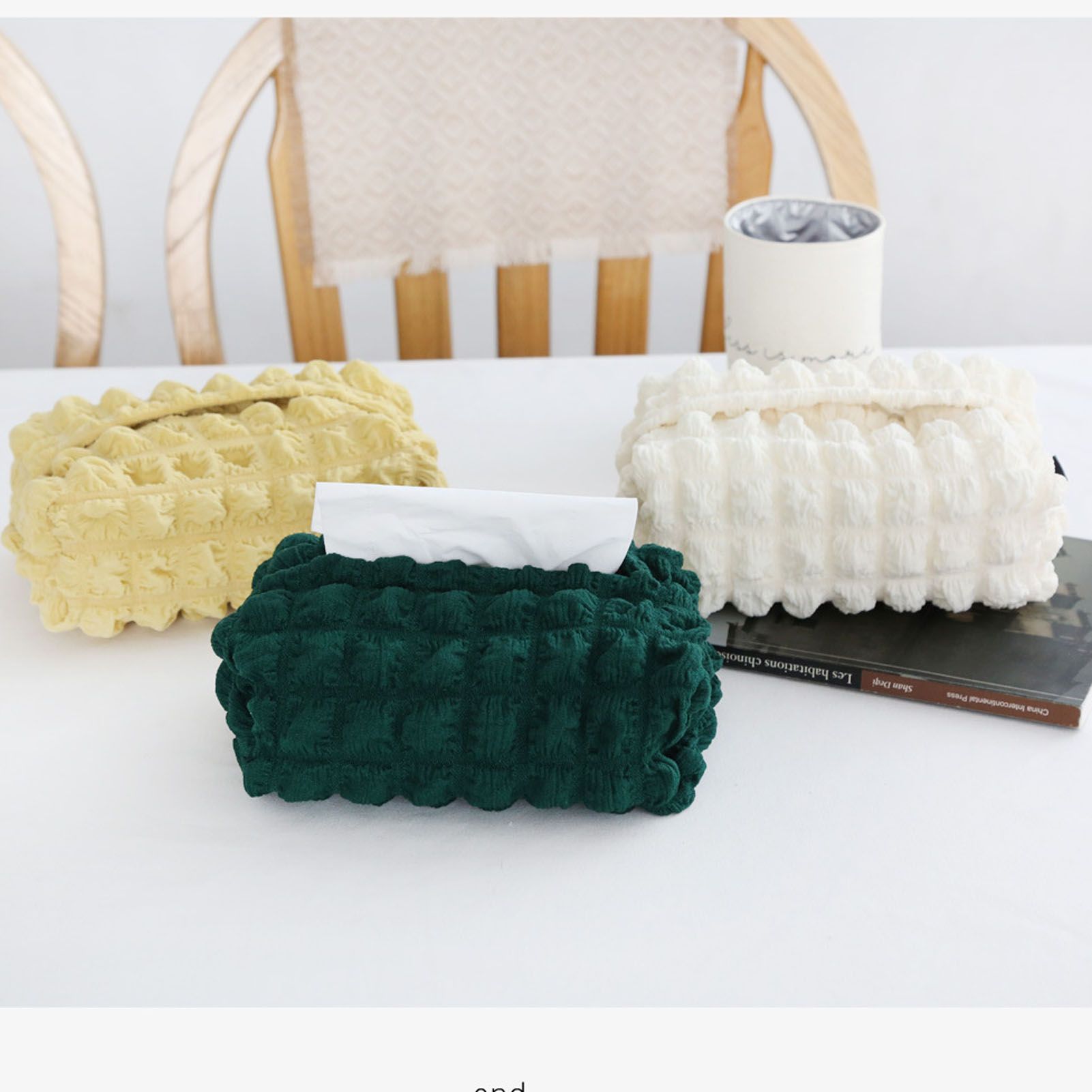 Tissue Box Cover Bag Polyester Cotton Bubble Yarn Decorative Tissue Bag view 10