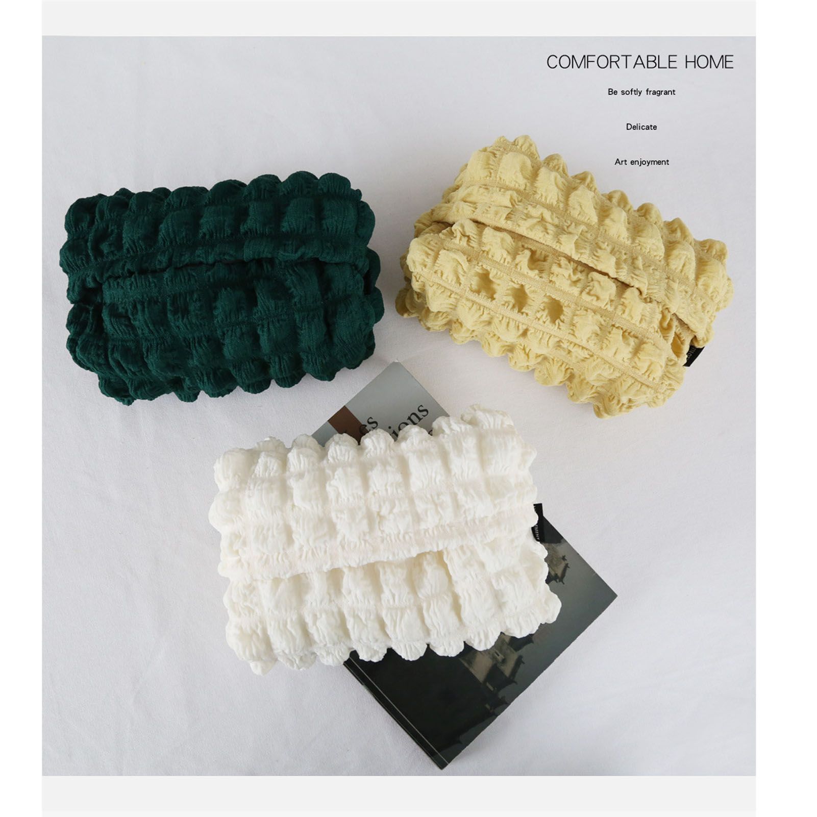 Tissue Box Cover Bag Polyester Cotton Bubble Yarn Decorative Tissue Bag view 11