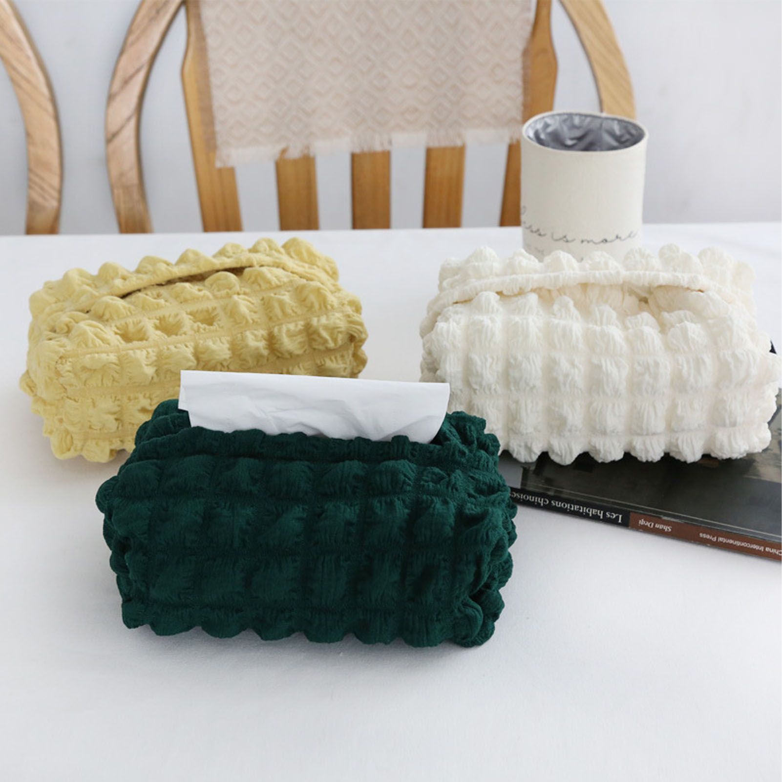 Tissue Box Cover Bag Polyester Cotton Bubble Yarn Decorative Tissue Bag view 14