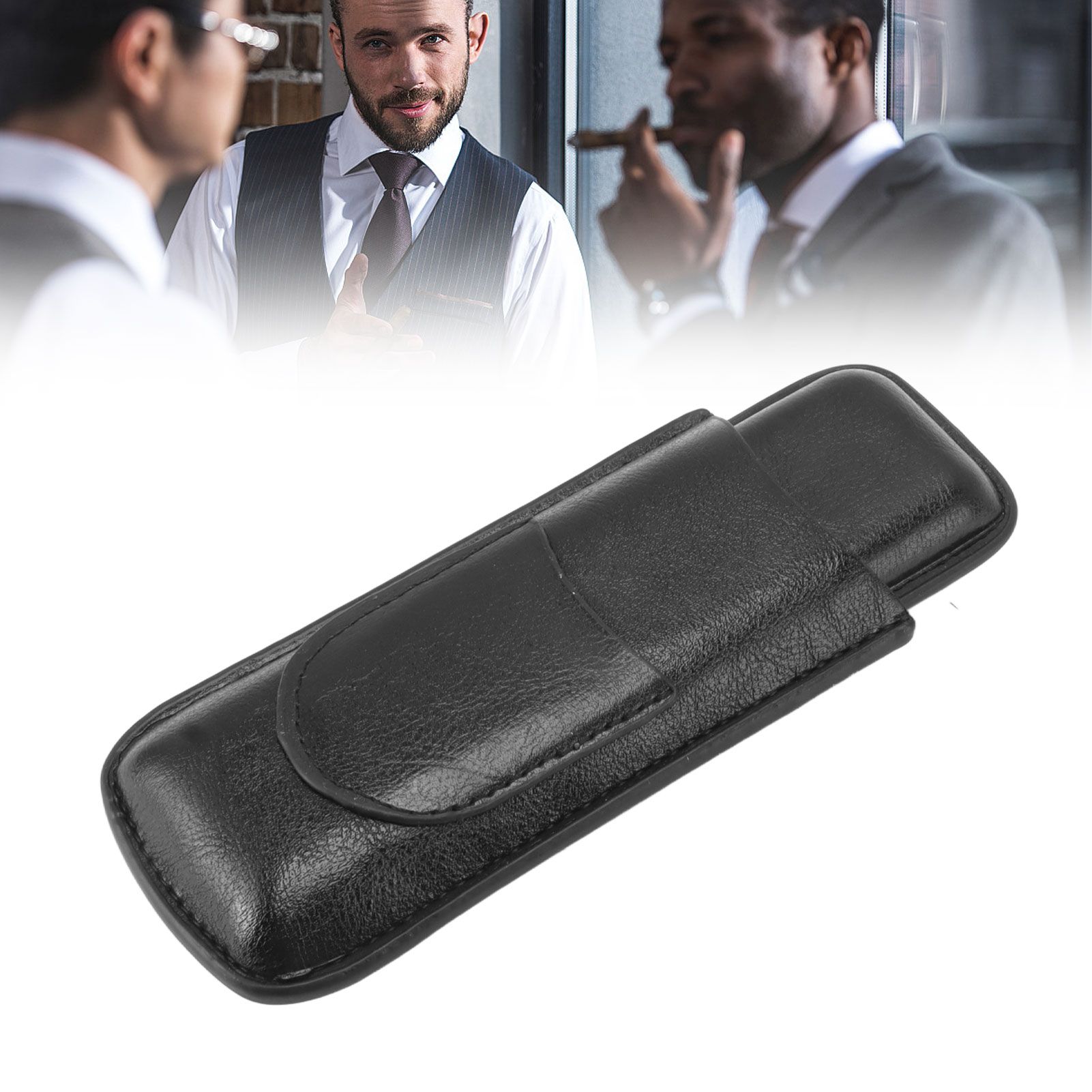2 Finger Cigar Holder Elegant No Fading 2 Finger Leather Portable Cigar Case view 12