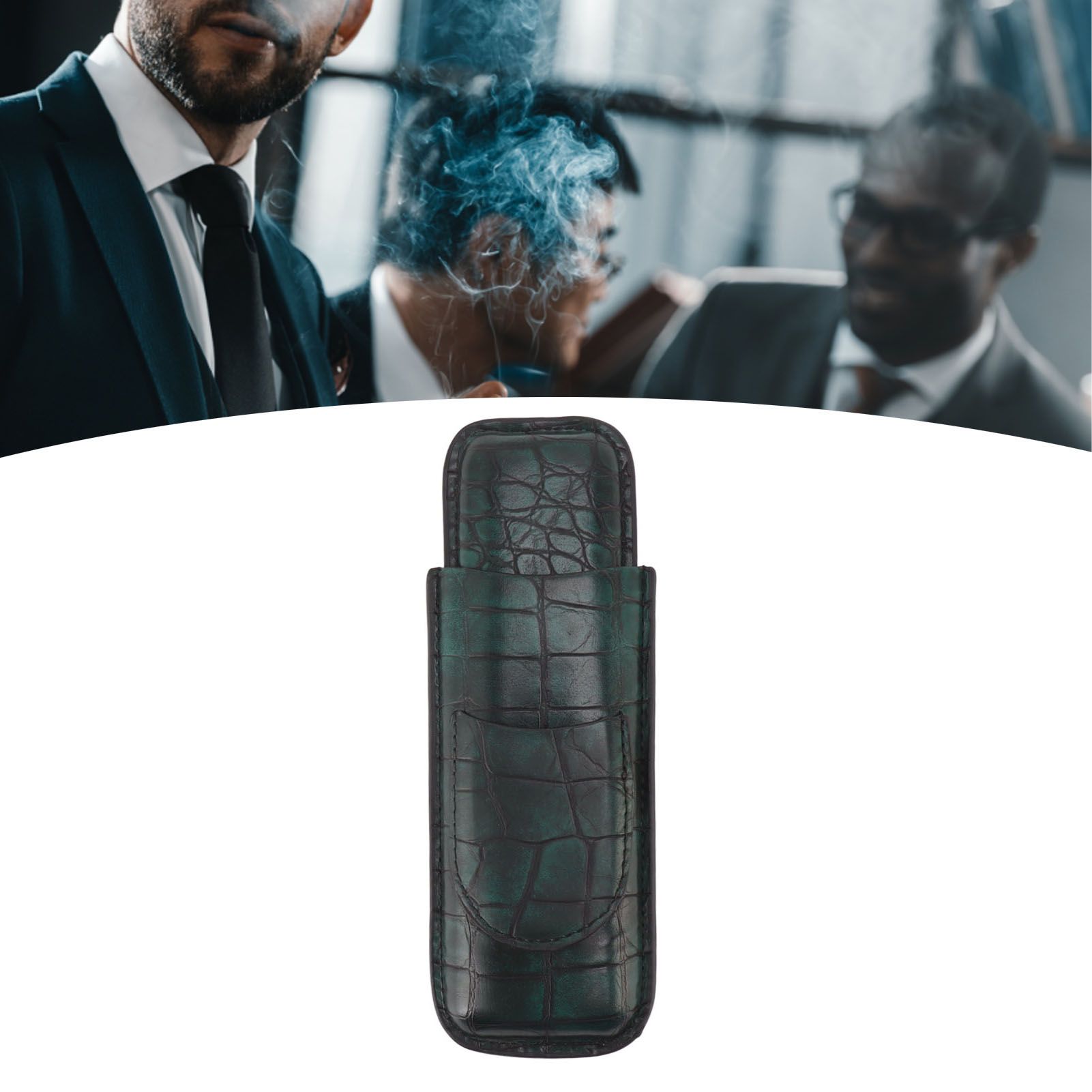 2 Finger Cigar Case Waterproof Portable Artificial Leather Cigar Case Box for view 12