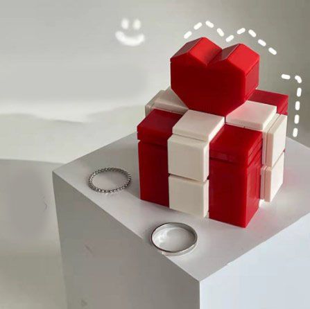 Ring Box Heart Shape Assembling Blocks Ring Gift Box for Engagement Birthday view 12