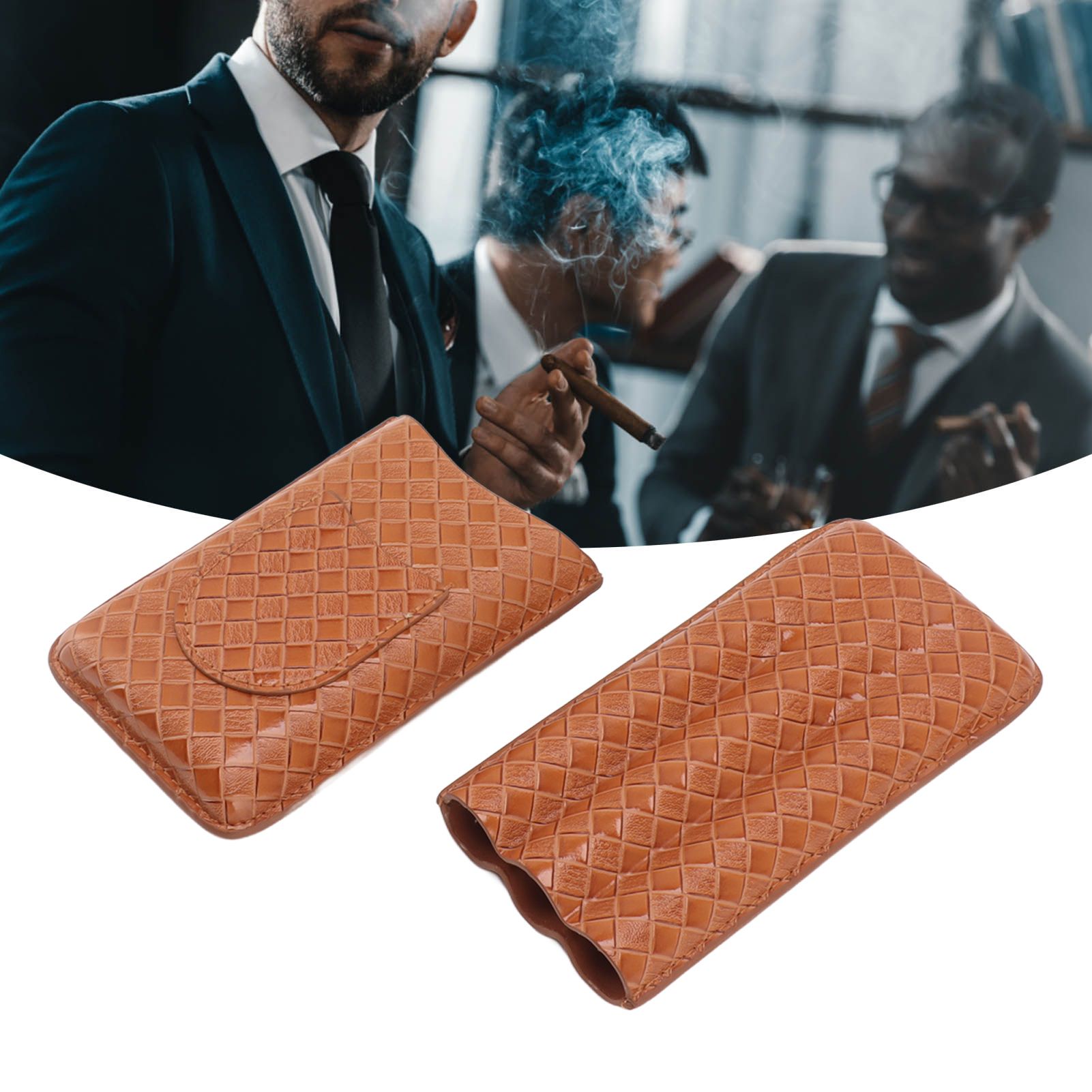 3 Sticks Portable Cigar Case Leather Cigar Humidors Travel Moisturizer Cigar view 12