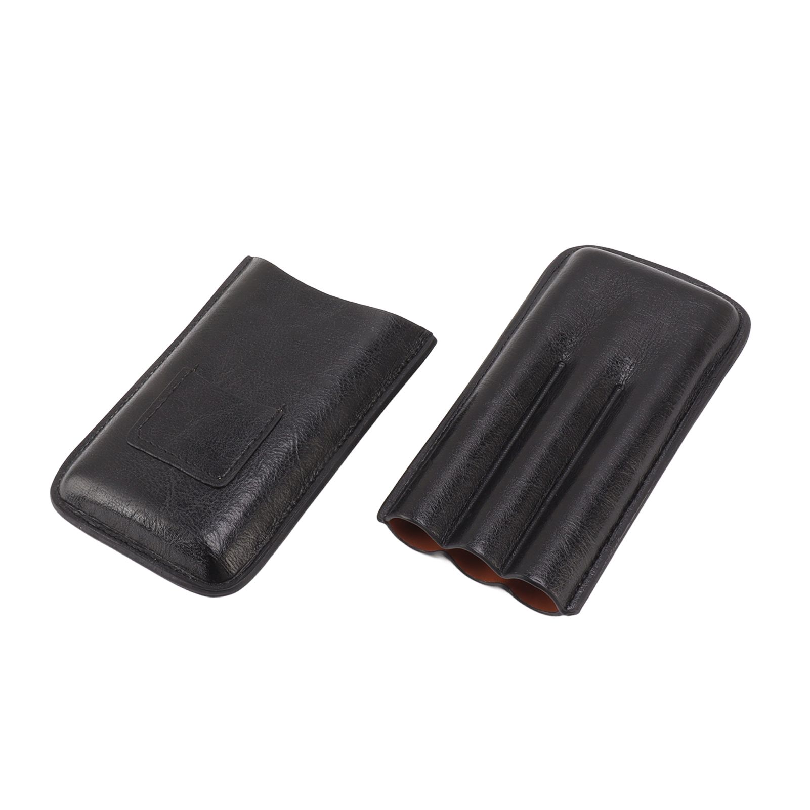 Leather Cigar Case Portable 3 Finger Cigar Humidor Carrying Case with Cutter view 5
